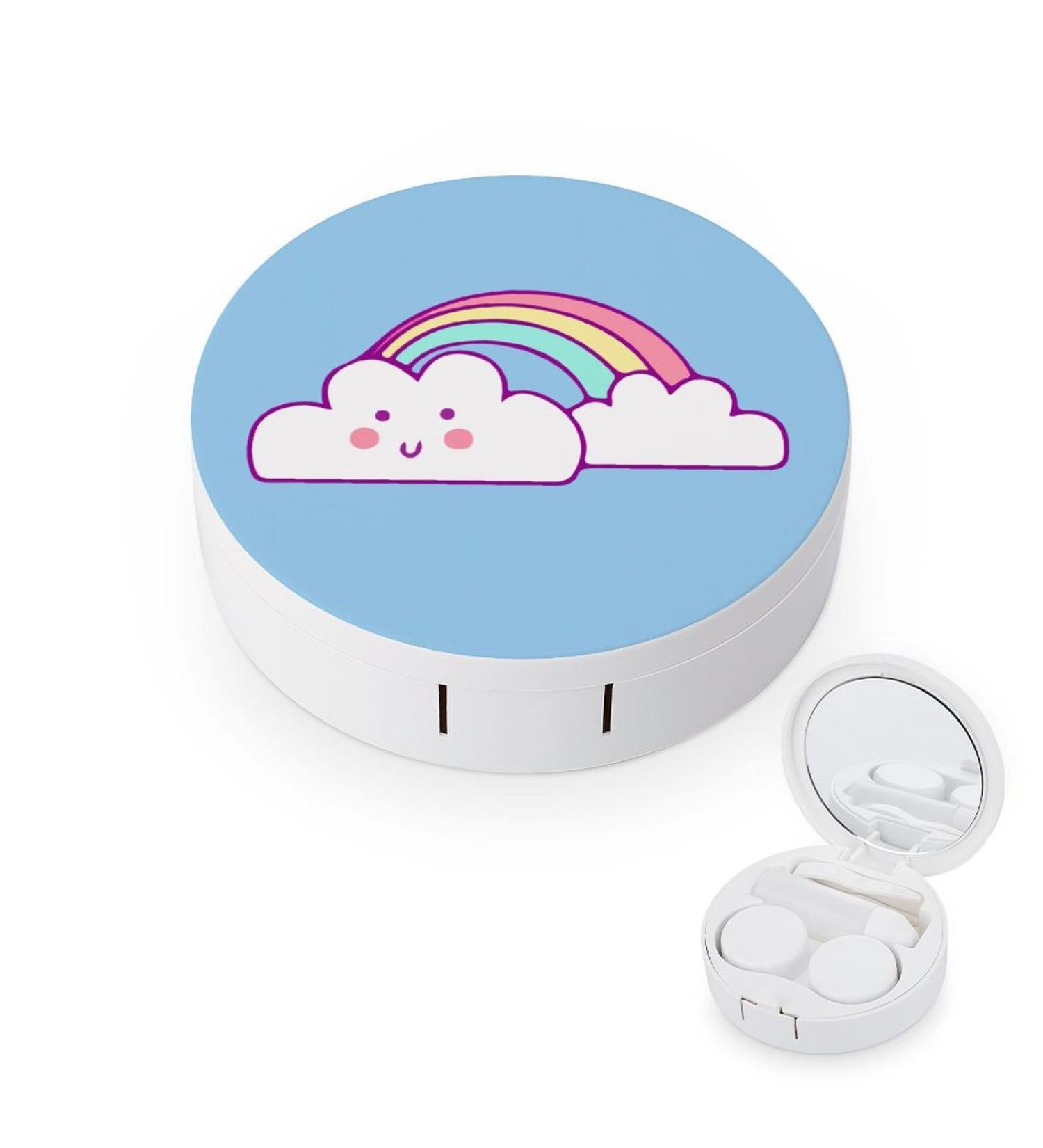 Rainbow Cloud Contact Lens Travel Kit Portable Cute Contact Box with Mirror for Daily Outdoor - Buy Online on SooperMarket.com