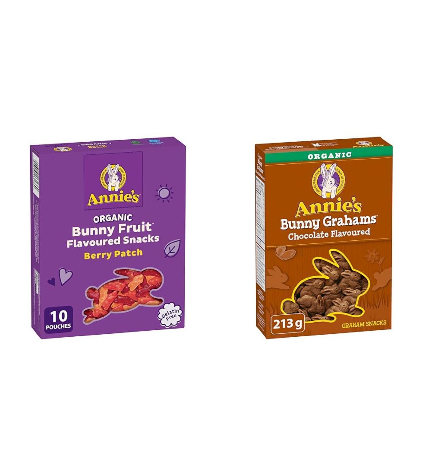 ANNIE'S - FAMILY PACK SIZE - Organic Fruit Flavoured Snacks Berry Pack of 10 Pouches & Chocolate Graham Cookies Snacks Organic No Artificial Flavours No Synthetic Colours Fruit Snack + Chocolate Graham Cookies Snacks - Buy Online on SooperMarket.com