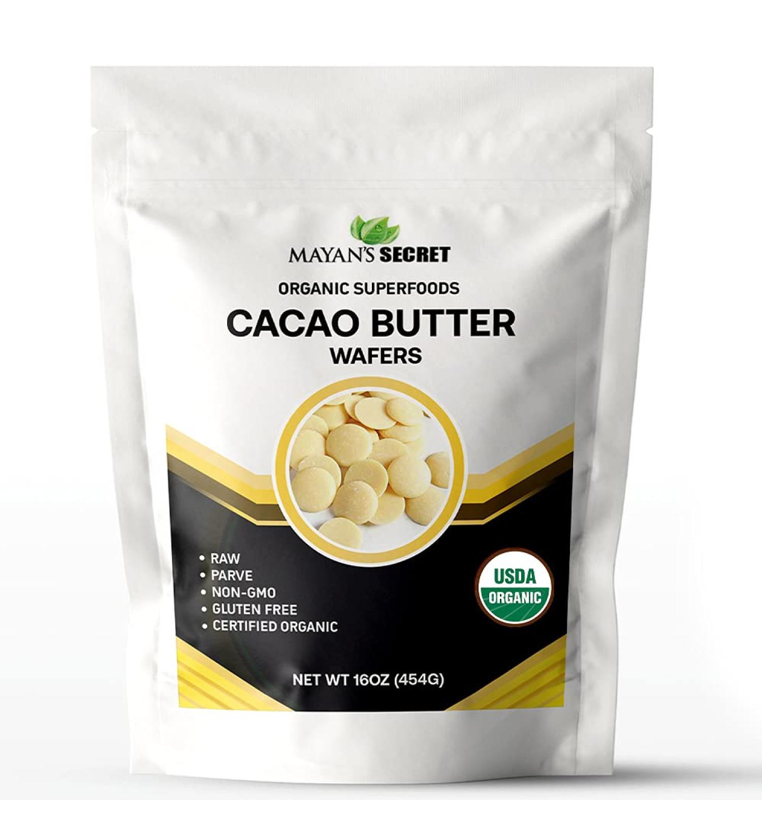 Organic Cacao Butter Wafers 1lb - Raw & Unrefined | Vegan & Keto Friendly - Buy Online on SooperMarket.com