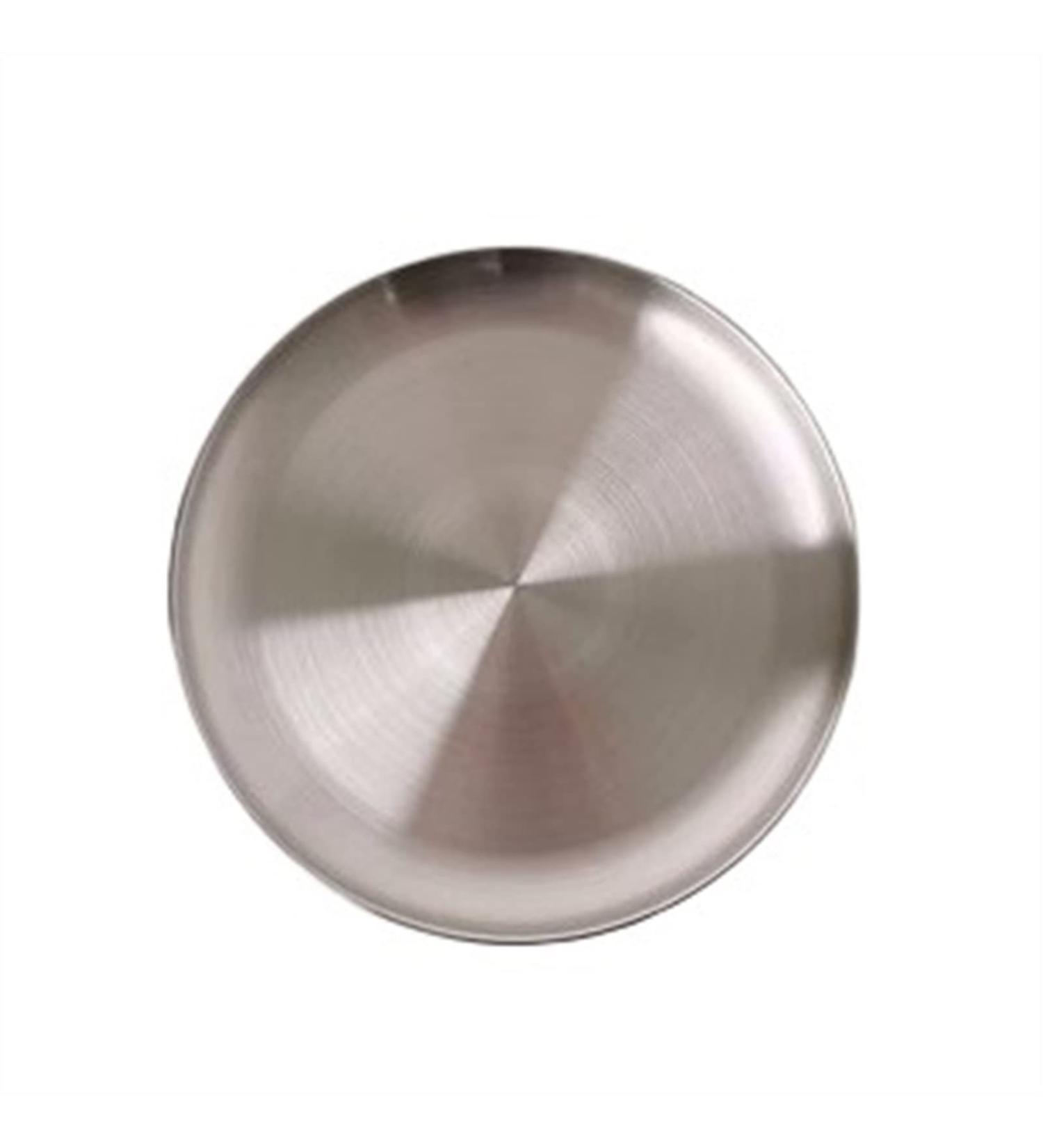 Serving Plates Stainless Steel Plate Round Restaurant Cafe Kitchen Flat Plate Metal Circular Dinner Plate Vintage Frosted Mirror Dessert Plate for Appetizer Dinner and Desserts (Size : L) Large - Buy Online on SooperMarket.com