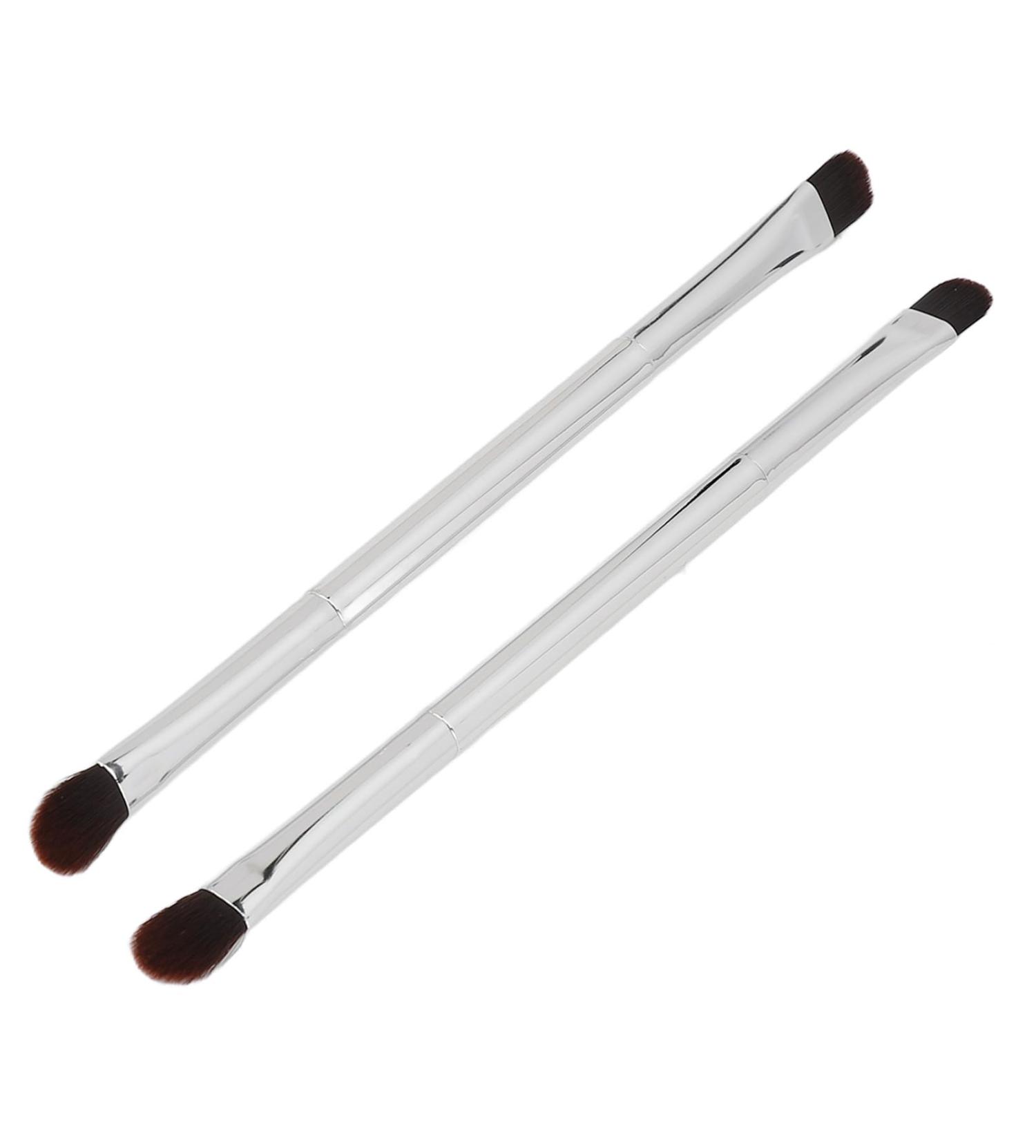 Makeup Concealer Brush Portable Double Ended Eyeshadow Brush Set 2pcs Silver Ergonomic for Home Travel - Buy Online on SooperMarket.com