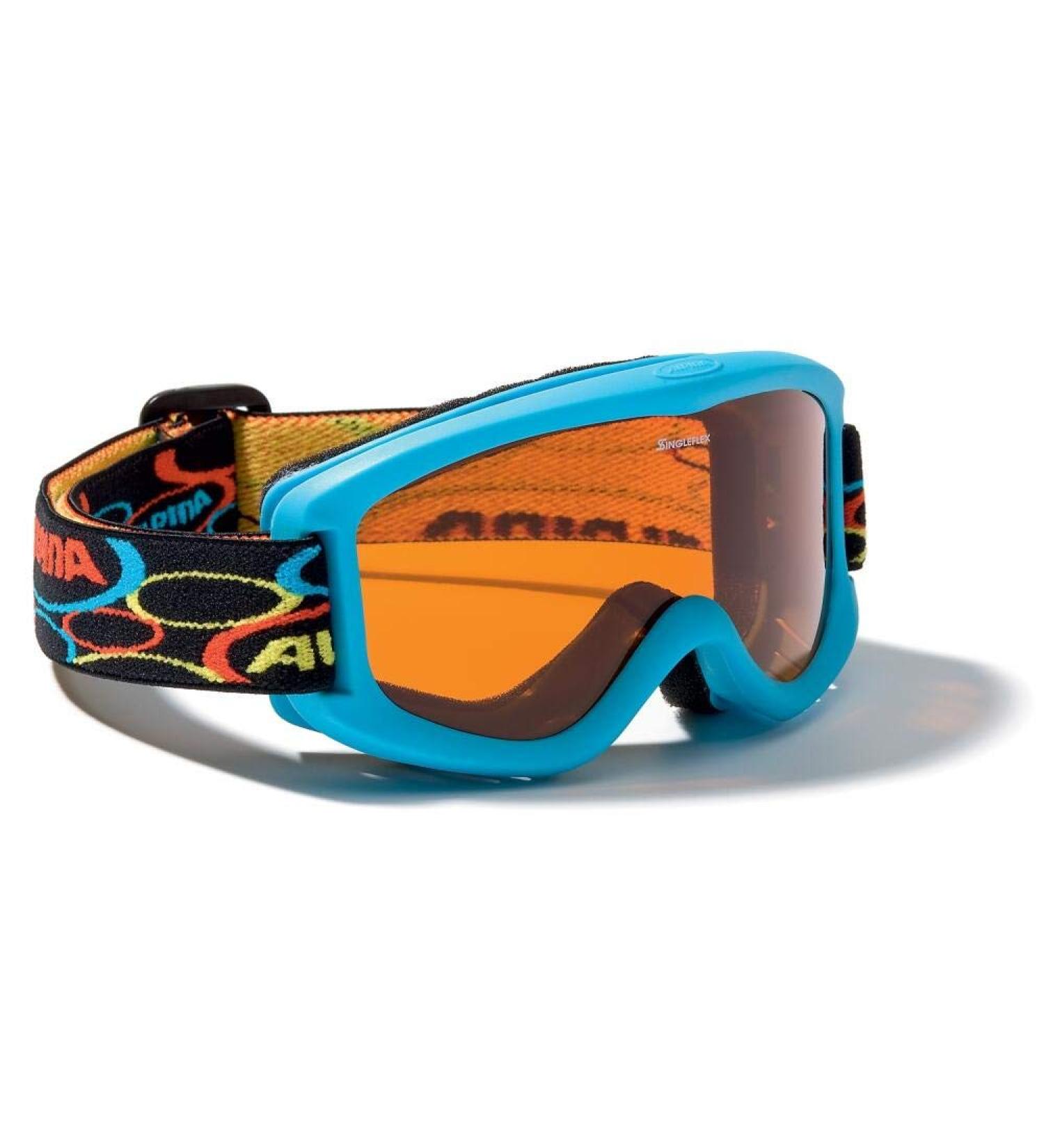 ALPINA CARVY 2.0 - Anti-fog extremely robust and shatter-proof ski goggles with 100% UV protection for children one size cyan mat