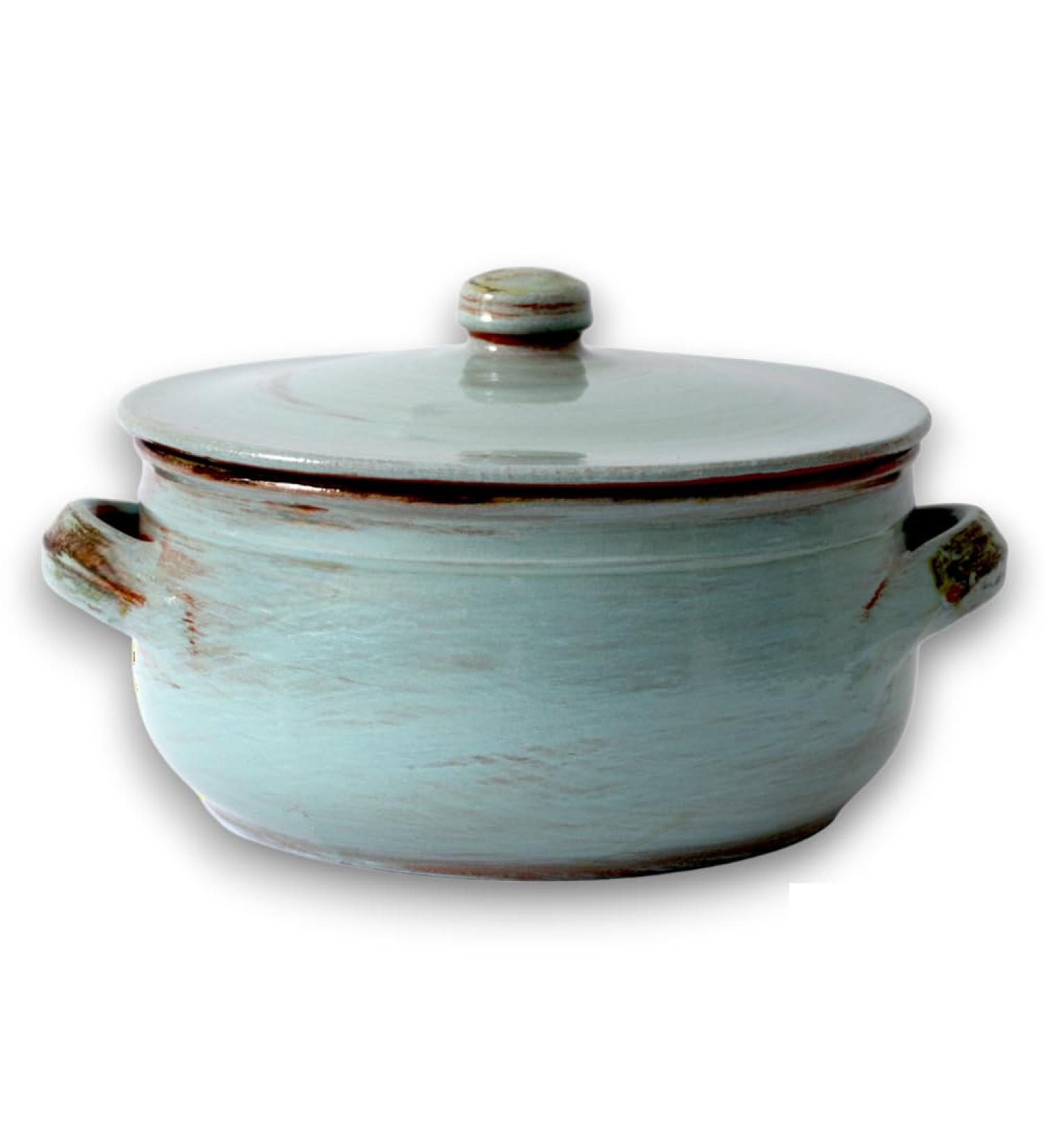 Col Terracotta Pan with Lid Artisan Saucepan Terre Antiche Turquoise Saucepan Diameter 27 cm Turquoise Ancient Lands 27 cm - Buy Online on SooperMarket.com