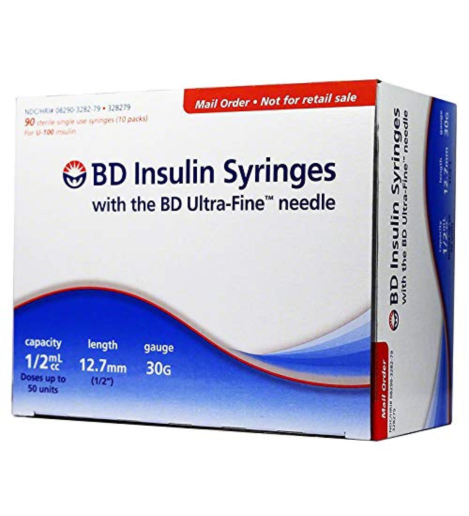 BD Ultra-Fine Insulin Syringes 30G 1/2 cc 1/2 inch 90/bx
