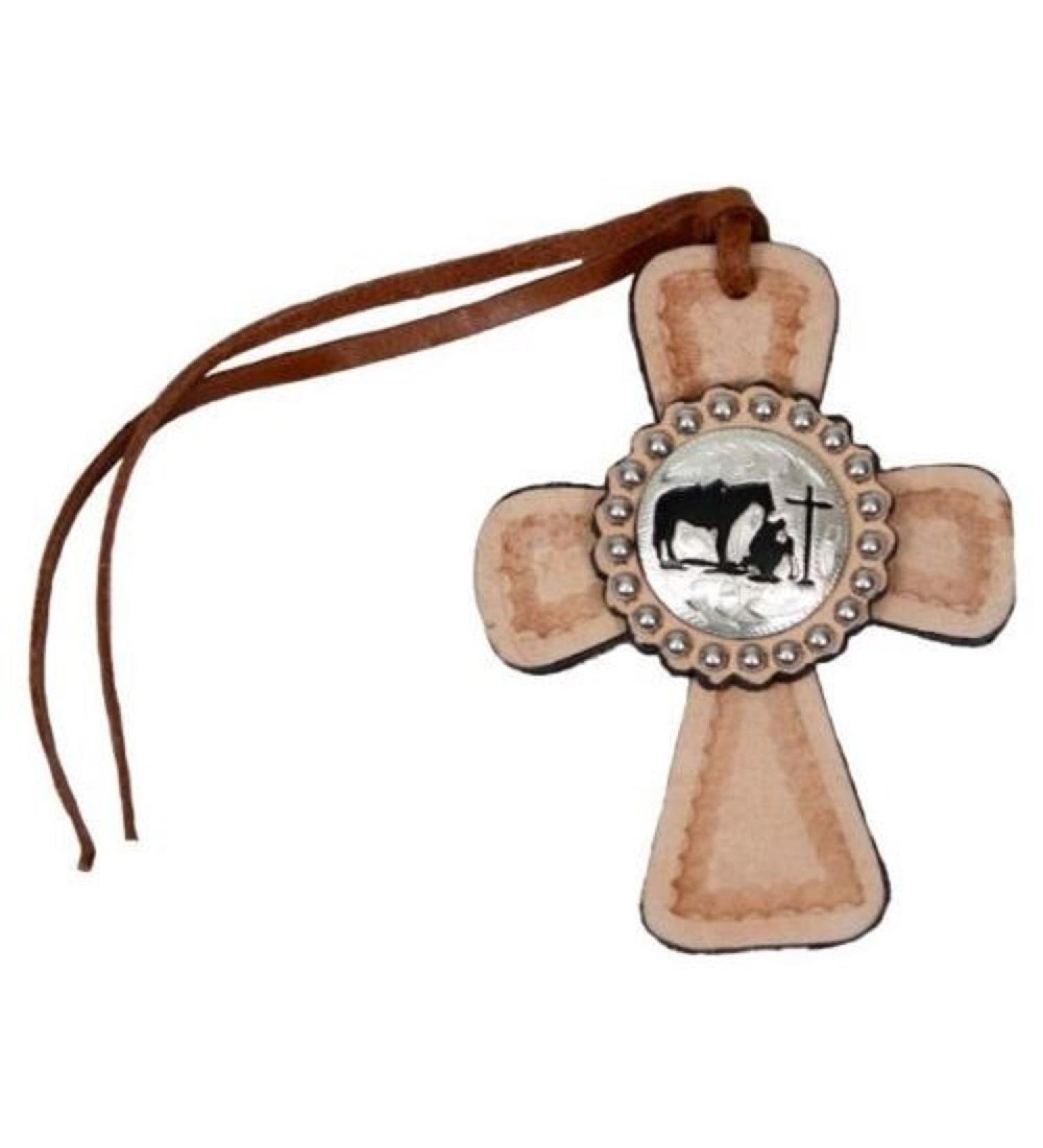 Concho Barrel Racing Rodeo Saddle Speed Cross Tie On Cowgirl Leather Bling Bling (Praying Cowboy)