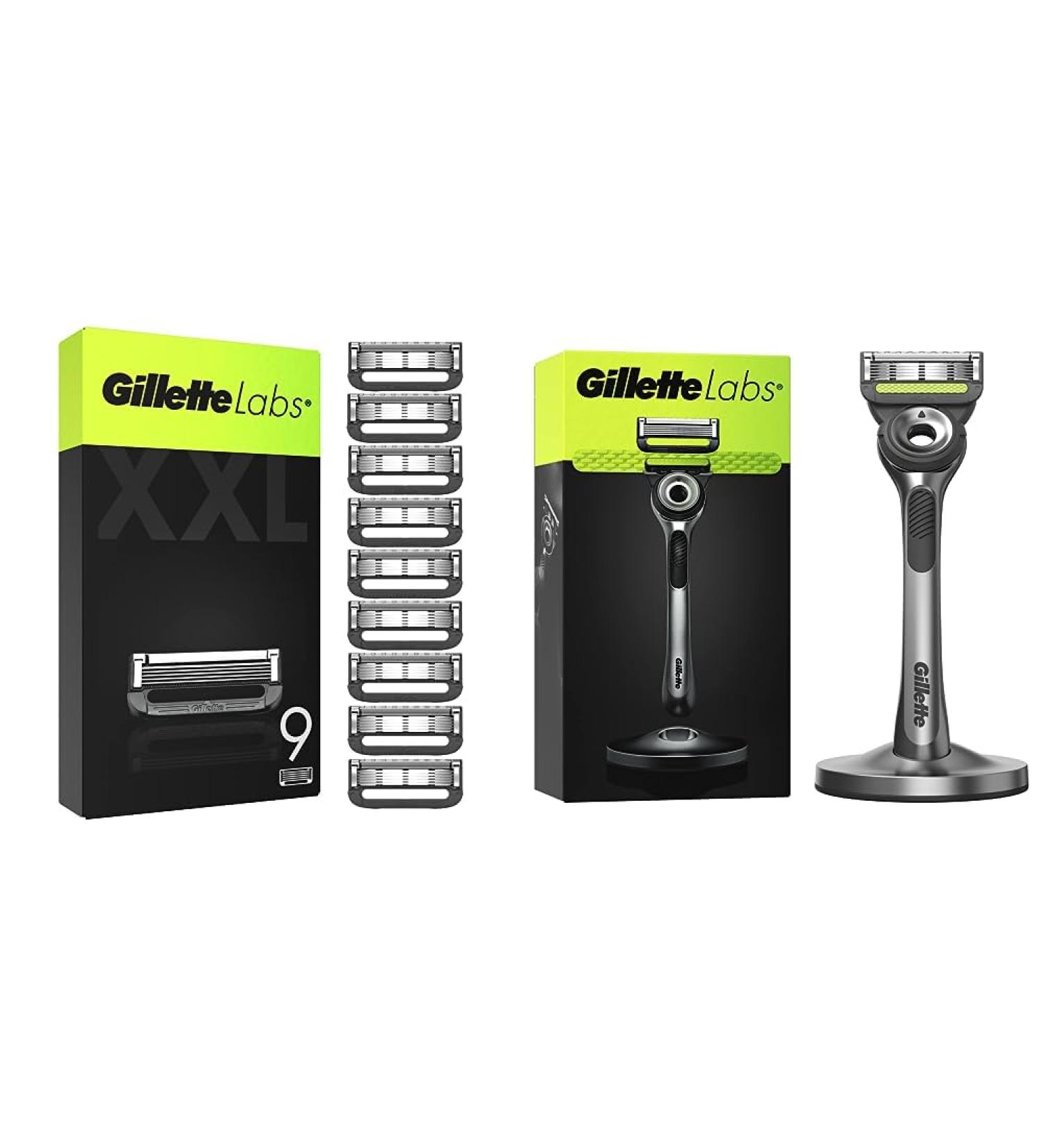 Gillette Labs Razor Blades - 9 Replacement Blades + Premium Wet Razor Bundle with Magnetic Dock | International Shipping - Buy Online on SooperMarket.com