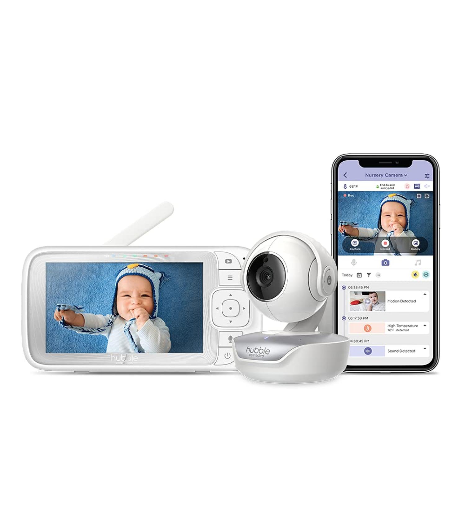 Hubble Connect 5 Smart Baby Monitor with Camera and Audio - Night Vision, PTZ, 2-Way Talk, Room Temp Sensor - 1000ft Range - WiFi Smartphone App - 1-Camera - Buy Online on SooperMarket.com