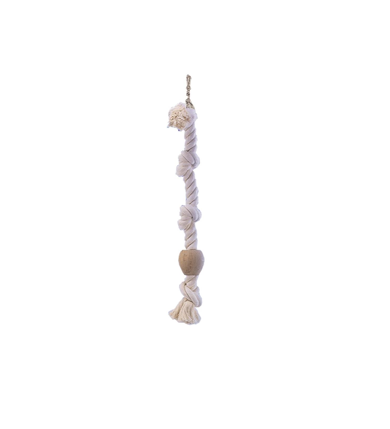 Nobby 31308 Cage Toy climbing rope cotton with wooden block white L: 67 cm 25 mm 3 knots