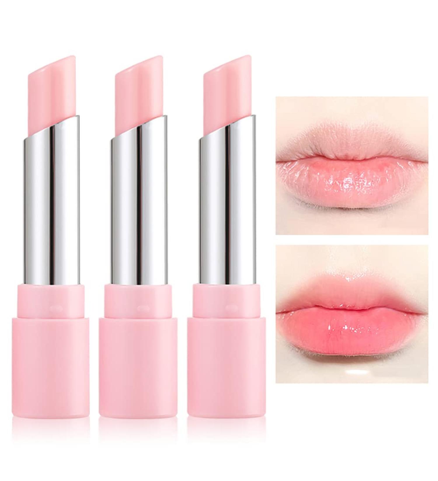 3Pcs Color Changing Lipstick Set All-Day Moisturizing Lip Care - Pink Nude Tinted Lip Balm Tube for Girls and Women - Makeup Gift Set - Buy Online on SooperMarket.com