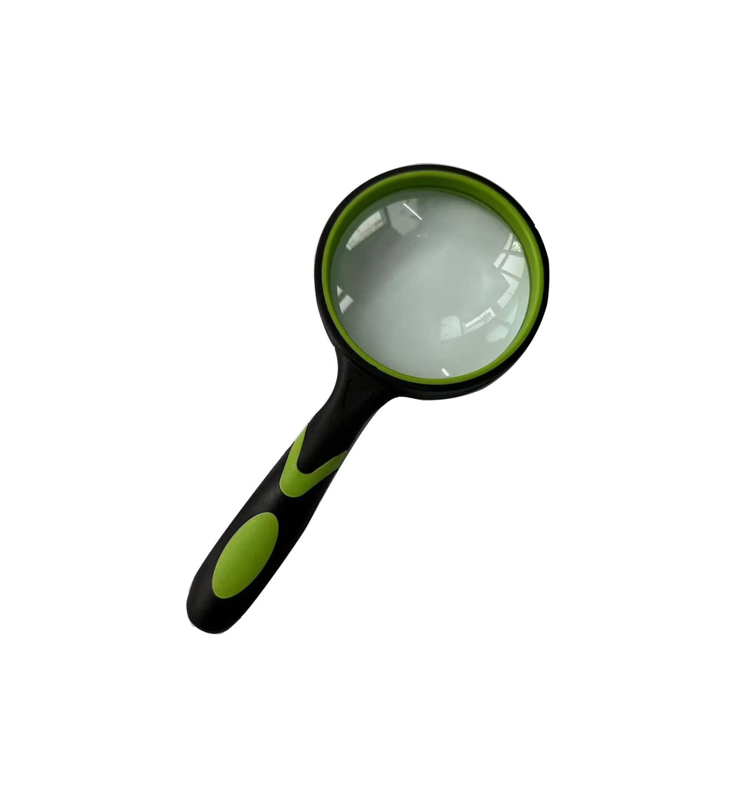 10x Green Magnifying Glass - 75mm Handheld with Non-Slip Rubber Handle for Books Maps Coins & Hobbies - Ideal for Seniors & Children - Buy Online on SooperMarket.com