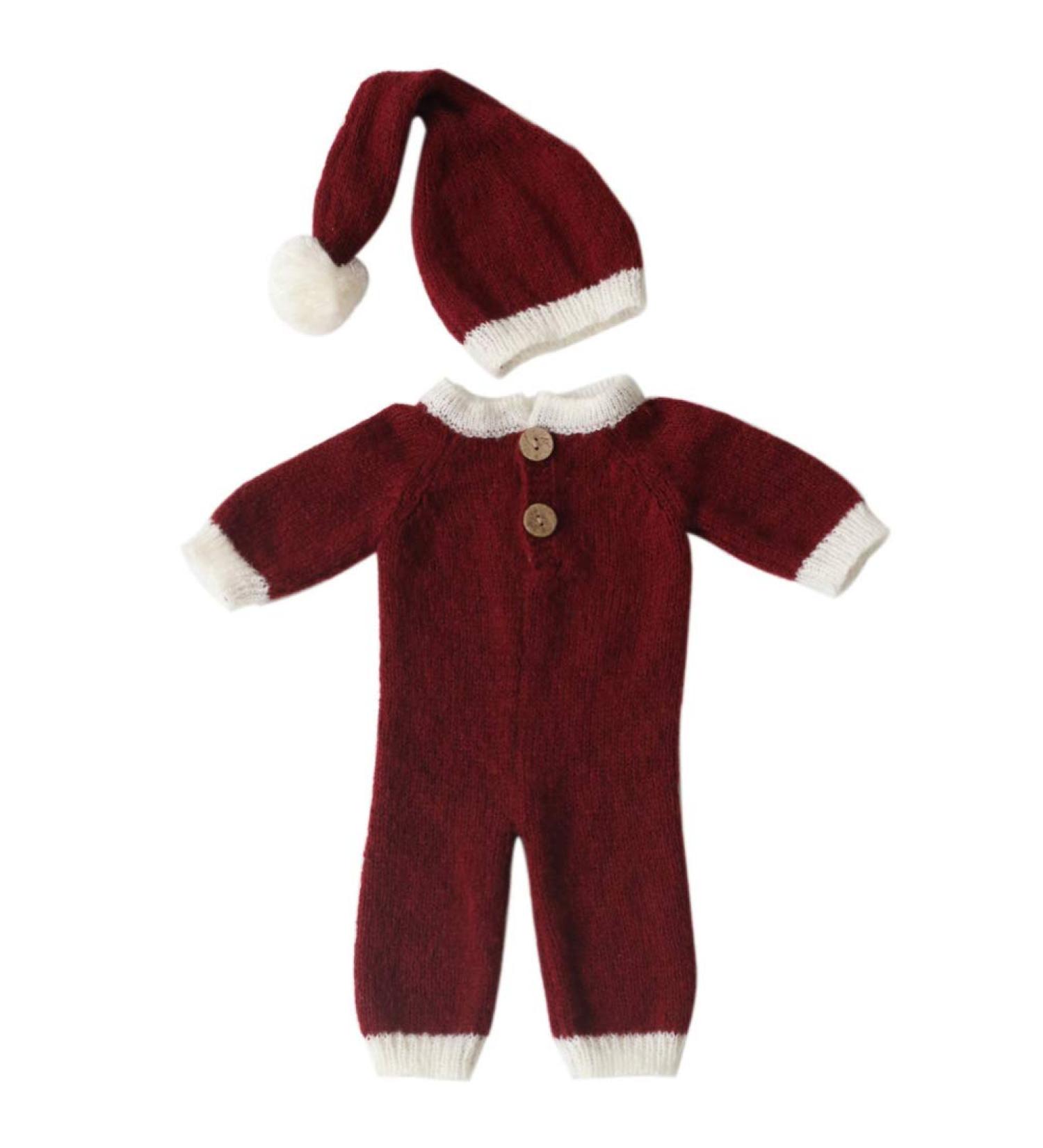 KESYOO Santa Claus Red Hat Newborn Baby Photography Romper Handmade Crochet Knitted Costume for Boys and Girls - Buy Online on SooperMarket.com