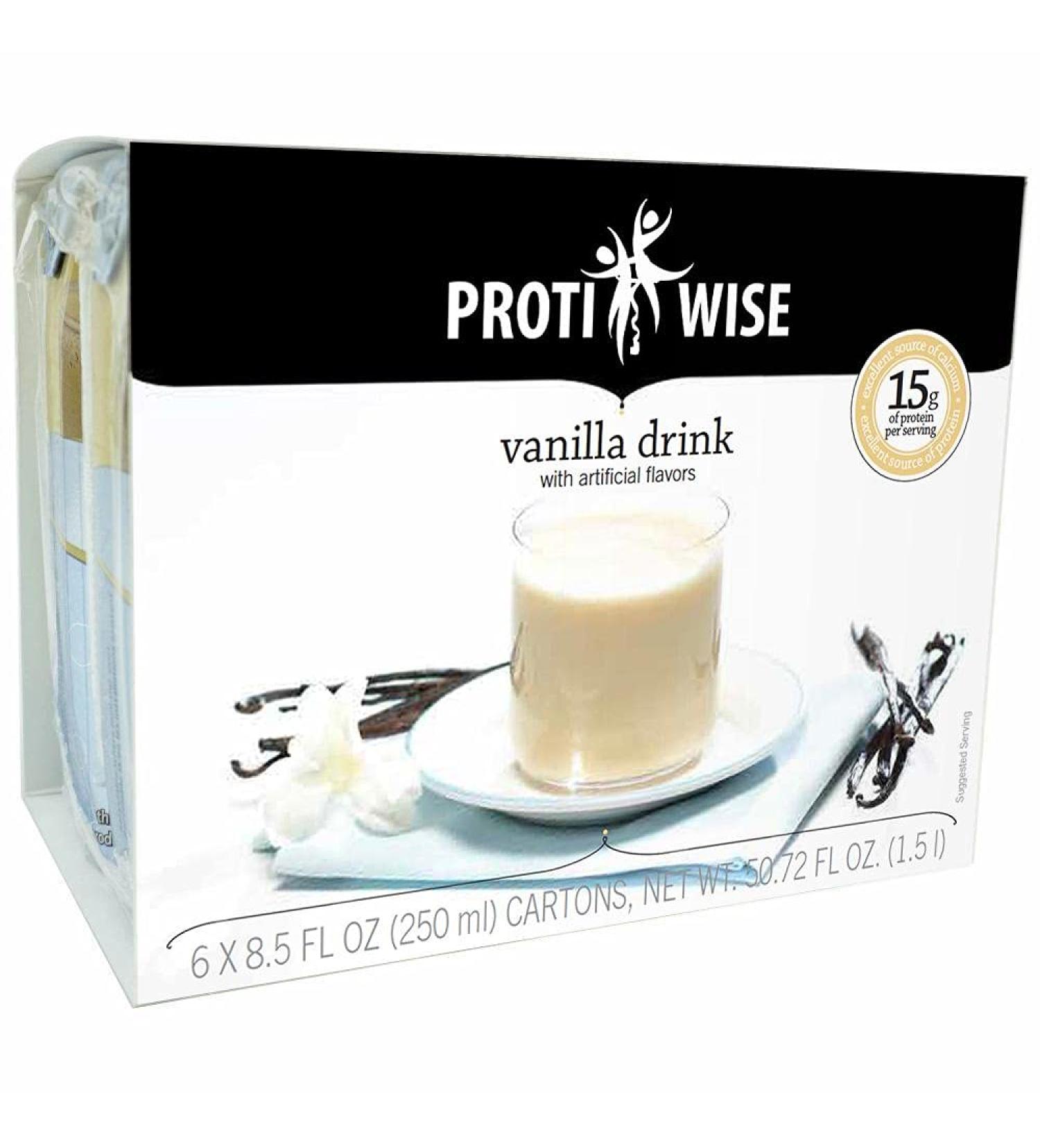 ProtiWise Vanilla Protein Drink - 15g Protein | Low Calorie, Low Carb, Low Sugar, Gluten Free | Keto Diet Friendly (6/Box) - Buy Online on SooperMarket.com