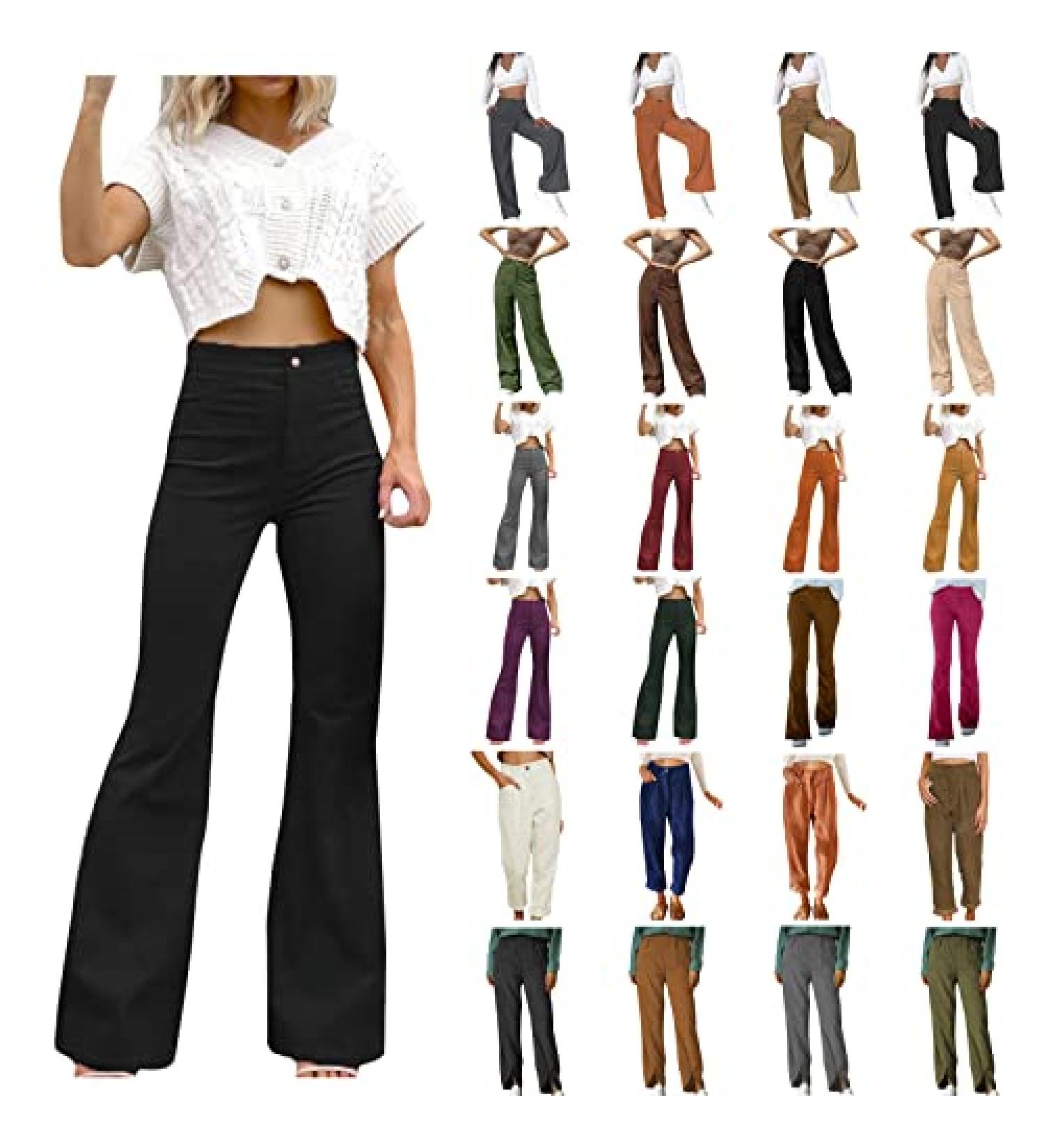 Vintage Y2K High Waist Corduroy Flared Pants for Women - Black | Streetwear Wide Leg Trousers with Pockets - Buy Online on SooperMarket.com