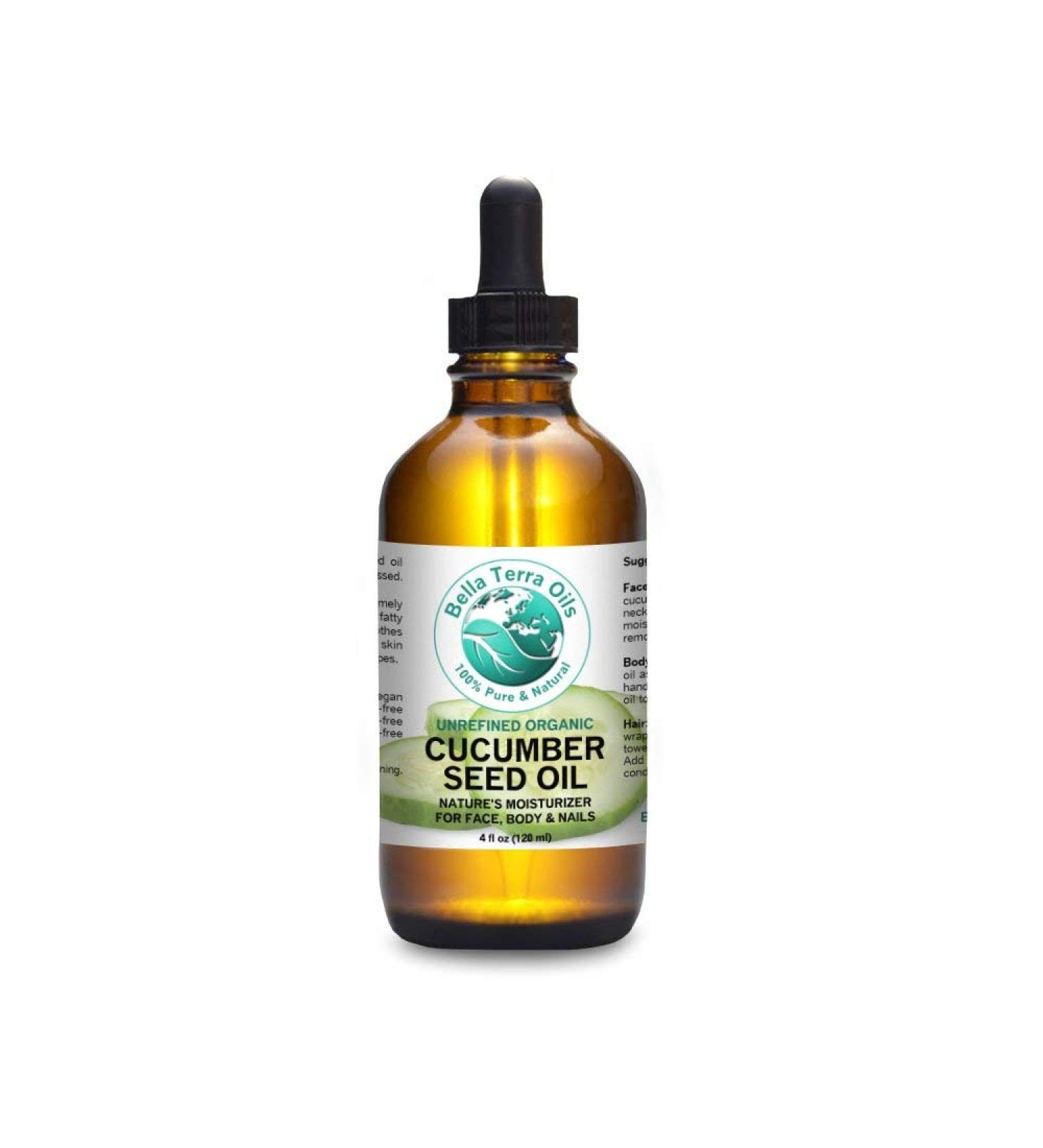 Bella Terra Oils Cucumber Seed Oil 4 oz - 100% Pure Cold-Pressed Unrefined Organic Moisturizer for Skin & Hair - Lightweight Natural Formula - 4 Fl Oz - Buy Online on SooperMarket.com