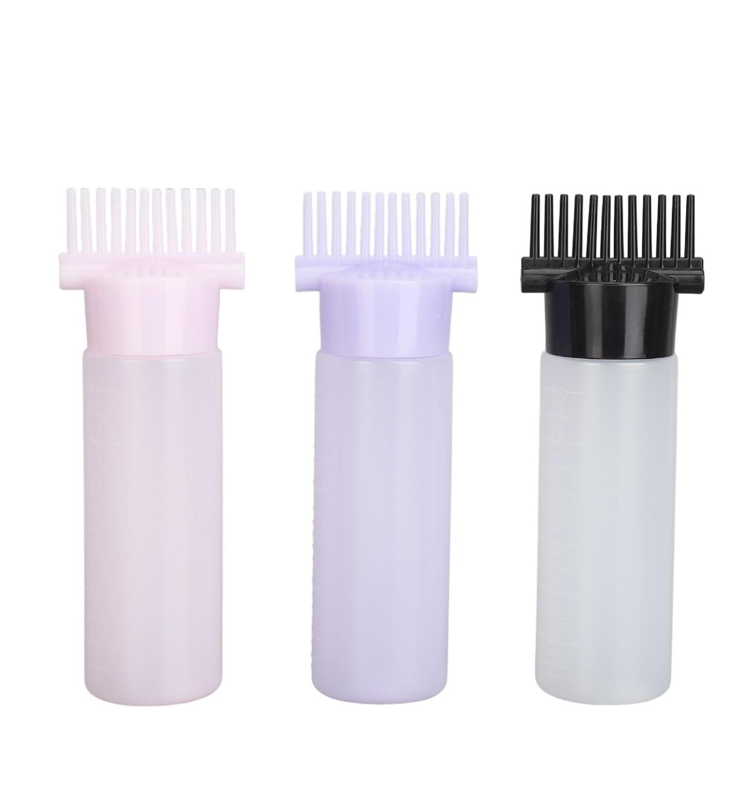 3 Colors Hair Coloring Oiling Bottle Root Comb Squeeze Applicator Bottle Hair Baking Oil Bottle with Graduated Scale for Beauty Salon Hair Dye Coloring Oiling Care - Buy Online on SooperMarket.com