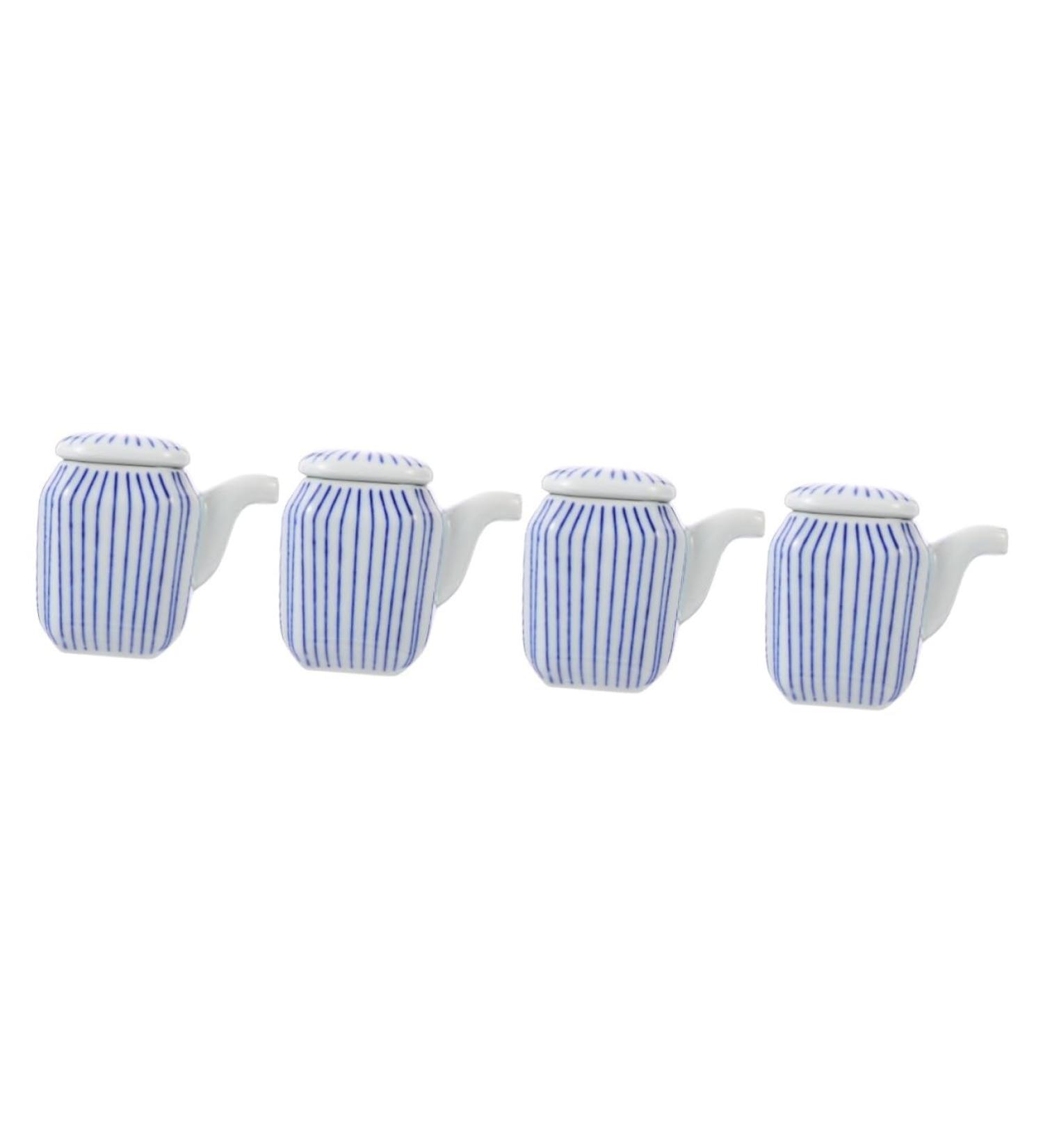 MAGICLULU 4pcs Ceramic Soy Sauce Pot Japanese Oil Jar Cruet Japanese Oil Dispenser Ceramic Seasoning Jar Container Ceramic Soy Sauce Dispenser Seasoning Bowl Soy Sauce Jar Ceramics Household 8X7.5X5CMx4pcs Bluex4pcs - Buy Online on SooperMarket.com