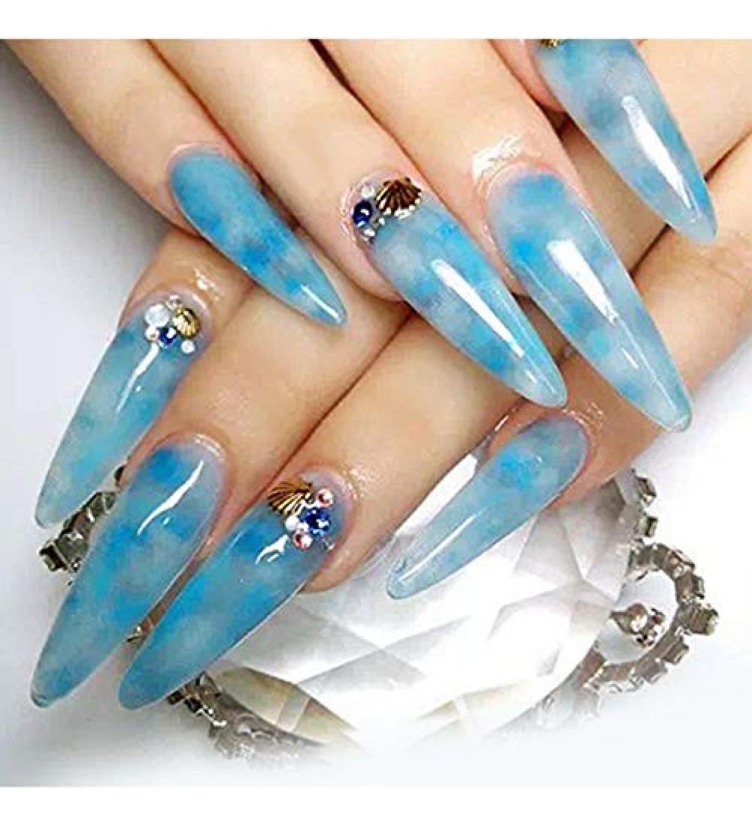 YIMART 500pcs Stiletto False Nails - Clear Long Almond Full Cover Nail Tips for Salon & Nail Art - Buy Online on SooperMarket.com