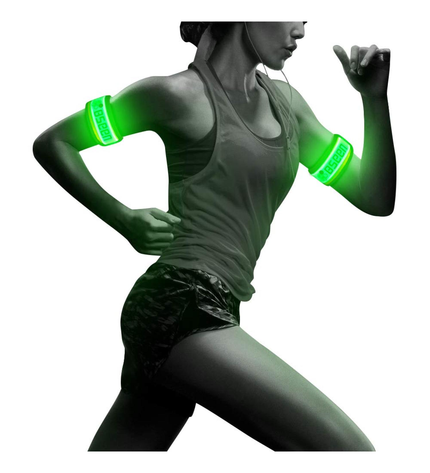 Pack of 2pcs- LED Sports Saftey Flashing Reflective Armband with High Visibility Light up Glow in The Dark Bracelet for Cycling  Jogging  Walking and Running (Green) - Buy Online on SooperMarket.com