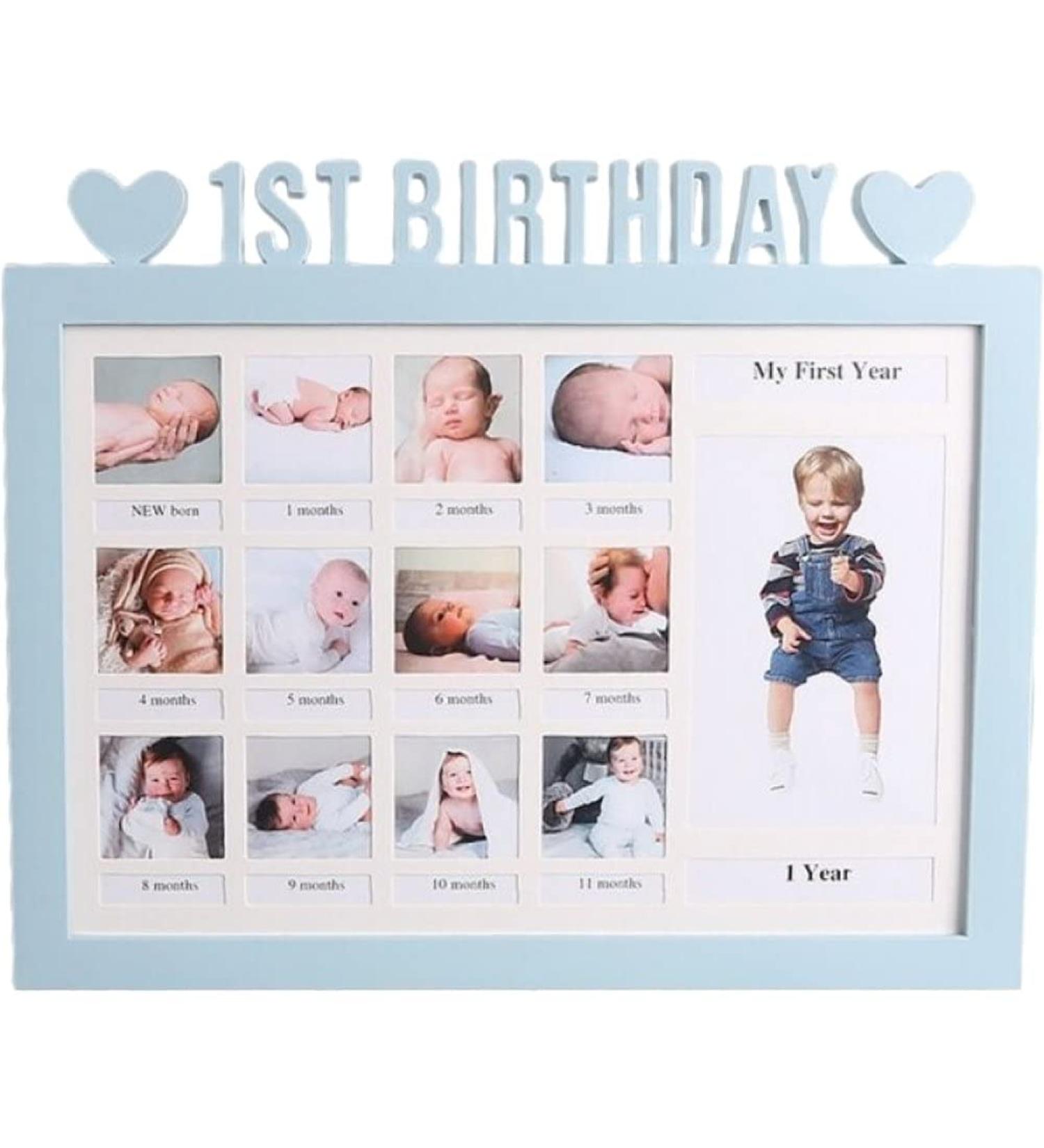 First Year Photo Moment Frames Diy 0-12 Month Picture Display Plastic Collage Frame Memory Gift Blue - Buy Online on SooperMarket.com