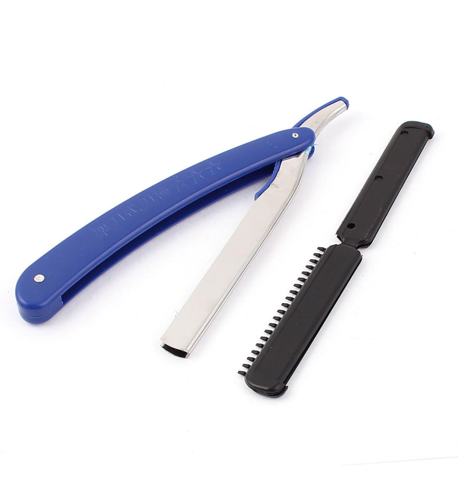 Ruilogod Plastic Handle Folding Hair Shaving Razor Comb Trimmer Blade Holder