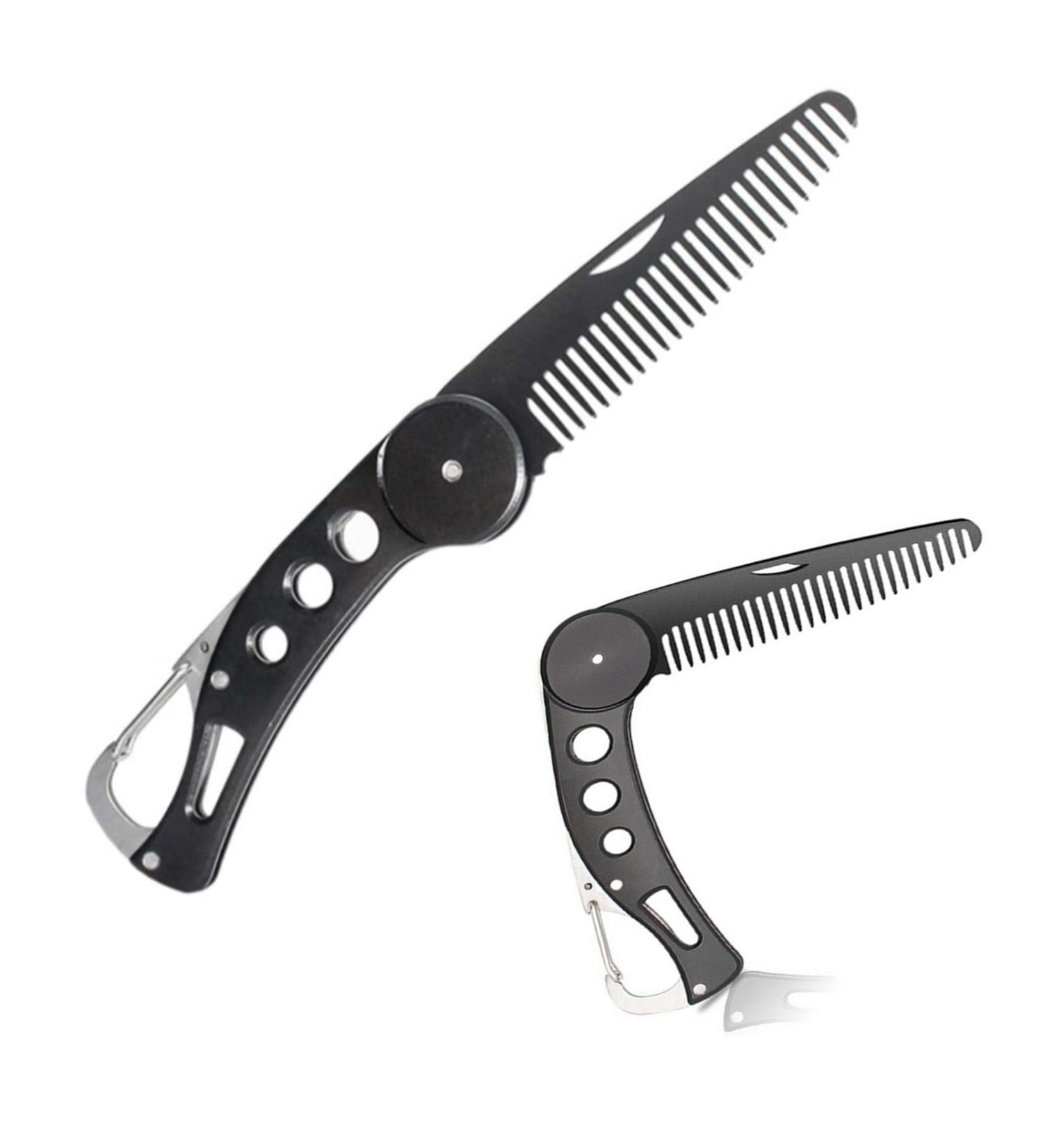 Stainless Steel Folding Beard Comb for Men - Anti-Static Pocket Comb for Beard and Mustache Styling - Buy Online on SooperMarket.com