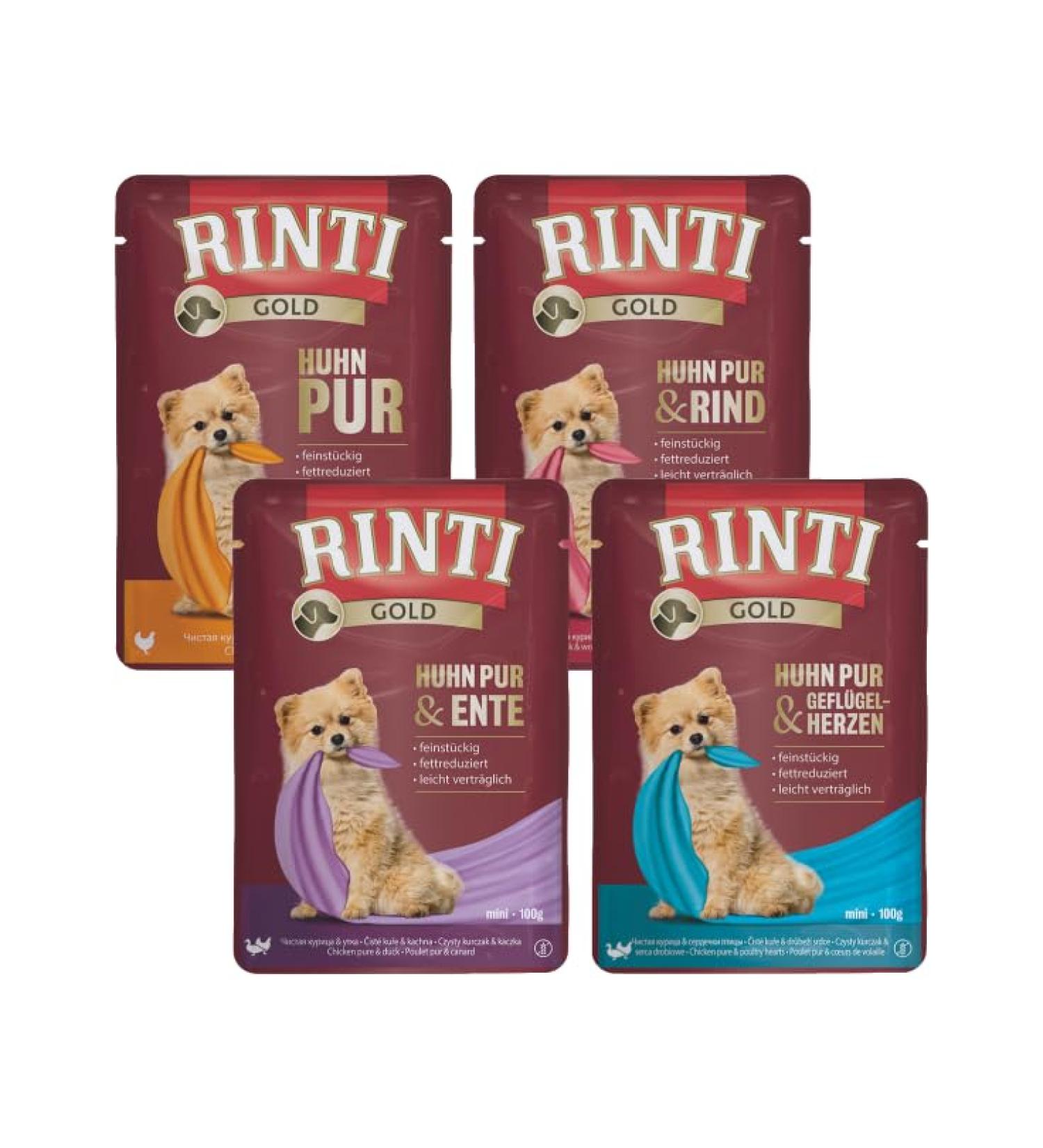 Rinti-Gold 100G (bundle) dog food |Tasting package 12x 100g or 20x 100g wet food for dogs |In the freshbone (12x 100g) 1.2 kg (1 Pack)