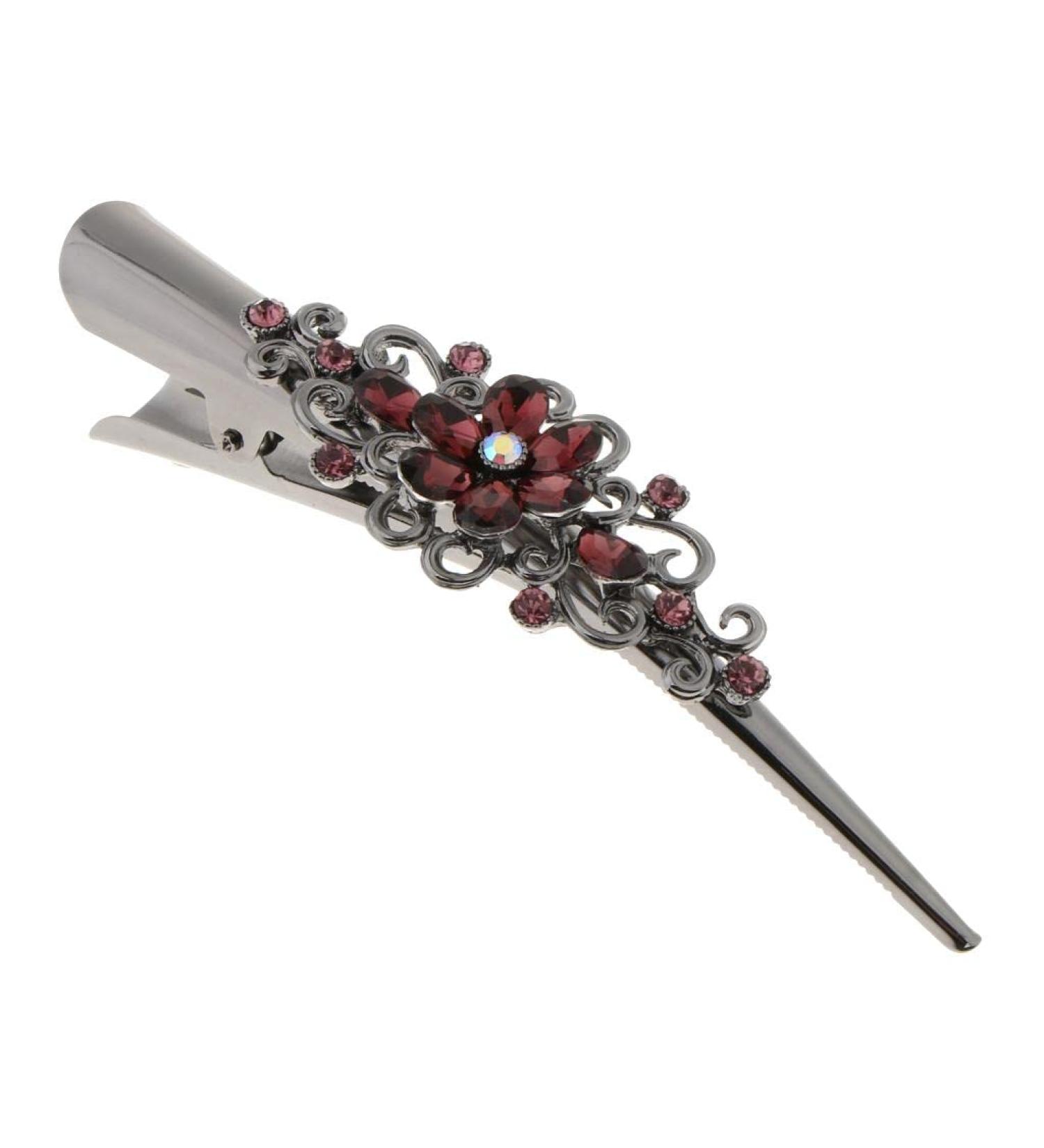 Hellery Ladies Hair Clip - Rhinestone Brown Crocodile Sectioning Clips for Hairdressers - Buy Online on SooperMarket.com