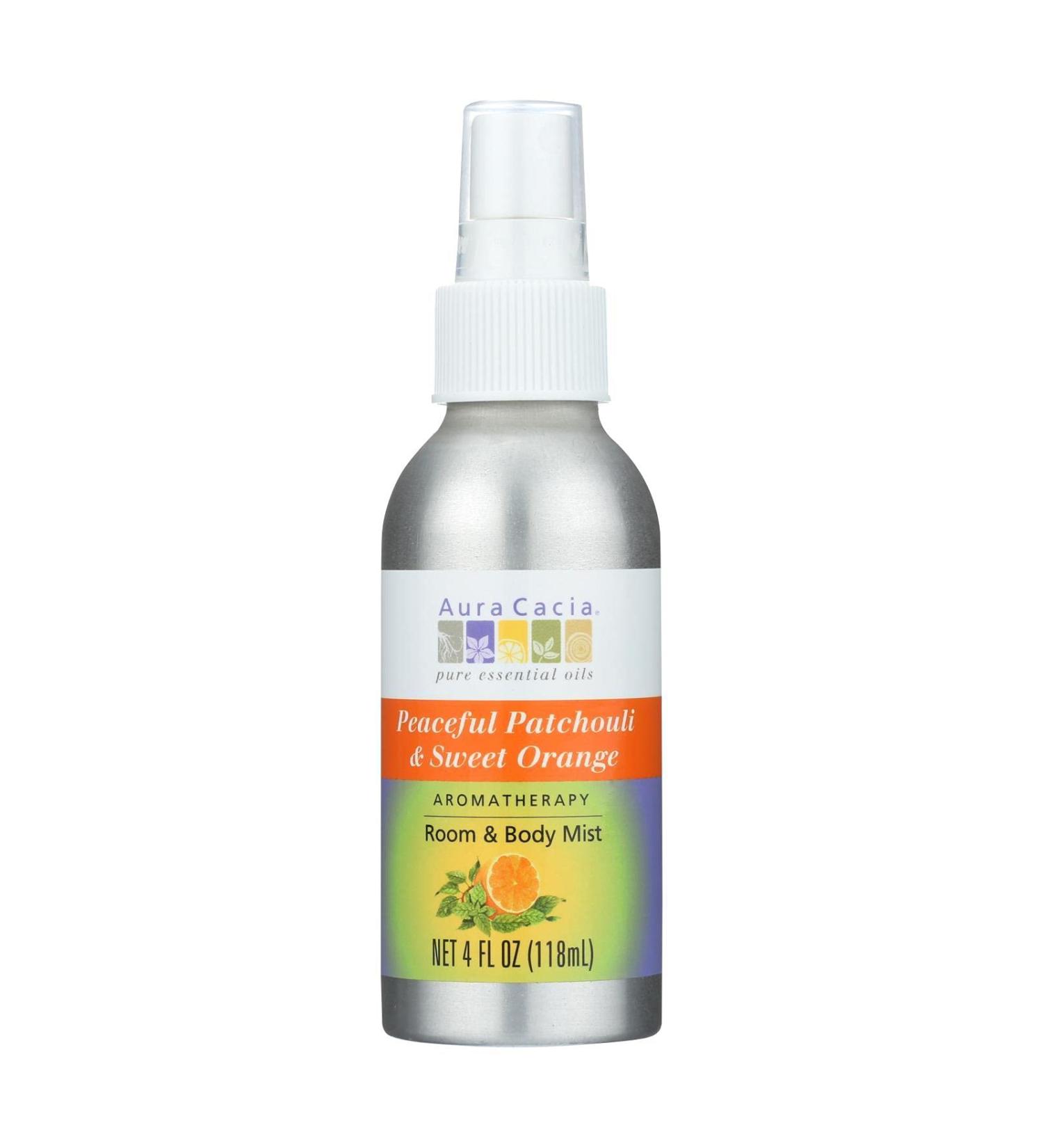 Aura Cacia Aromatherapy Room & Body Mist Peaceful Patchouli & Sweet Orange 4 fl oz (118 ml)
