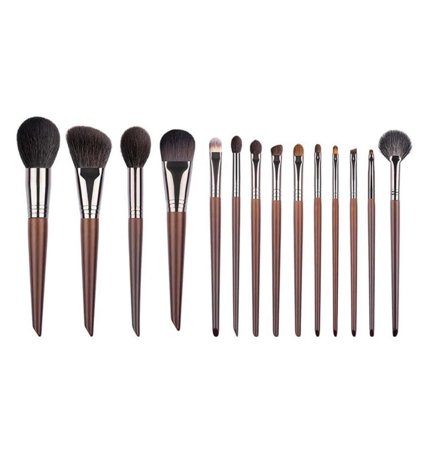 DFHBFG Makeup Brush Set - 14 Wooden Handle Beauty Tools | Complete Makeup Brush Collection - Buy Online on SooperMarket.com