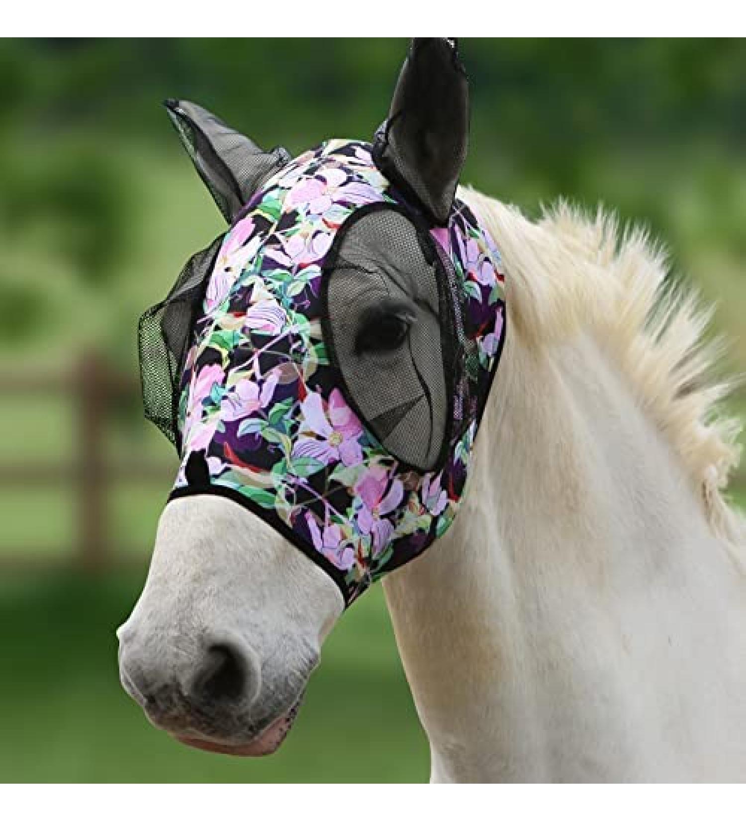 Shop Harrison Howard Stretchable UV Protection Fly Mask - Breathable Full Visibility Ventilating Ear Covers - Blossom Vibe (Large) - International Shipping Available - Buy Online on SooperMarket.com