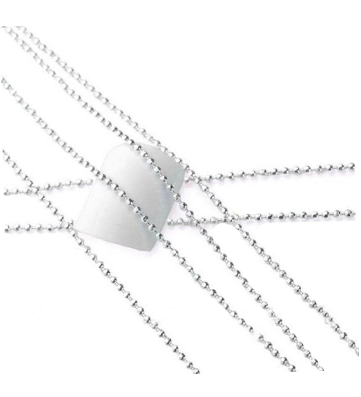 2pcs Silver Metal Chain Bead Nail Art Glitter Striping Tape - 39inch 3D Nail Stickers for DIY Decoration - Buy Online on SooperMarket.com