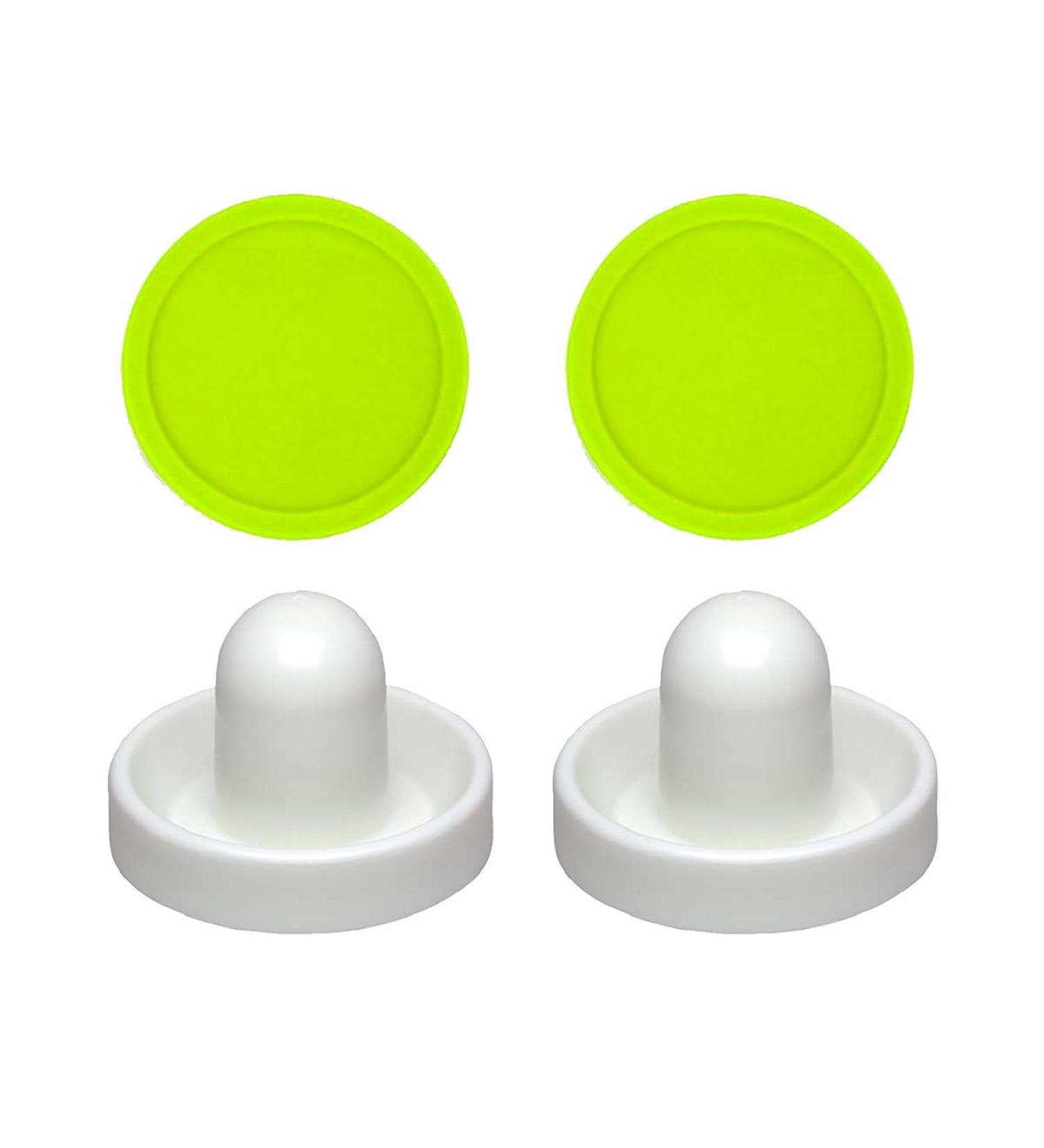 Commercial Hockey Fluorescent White Goalies and 2 Large Green Air Pucks Set - Buy Online on SooperMarket.com