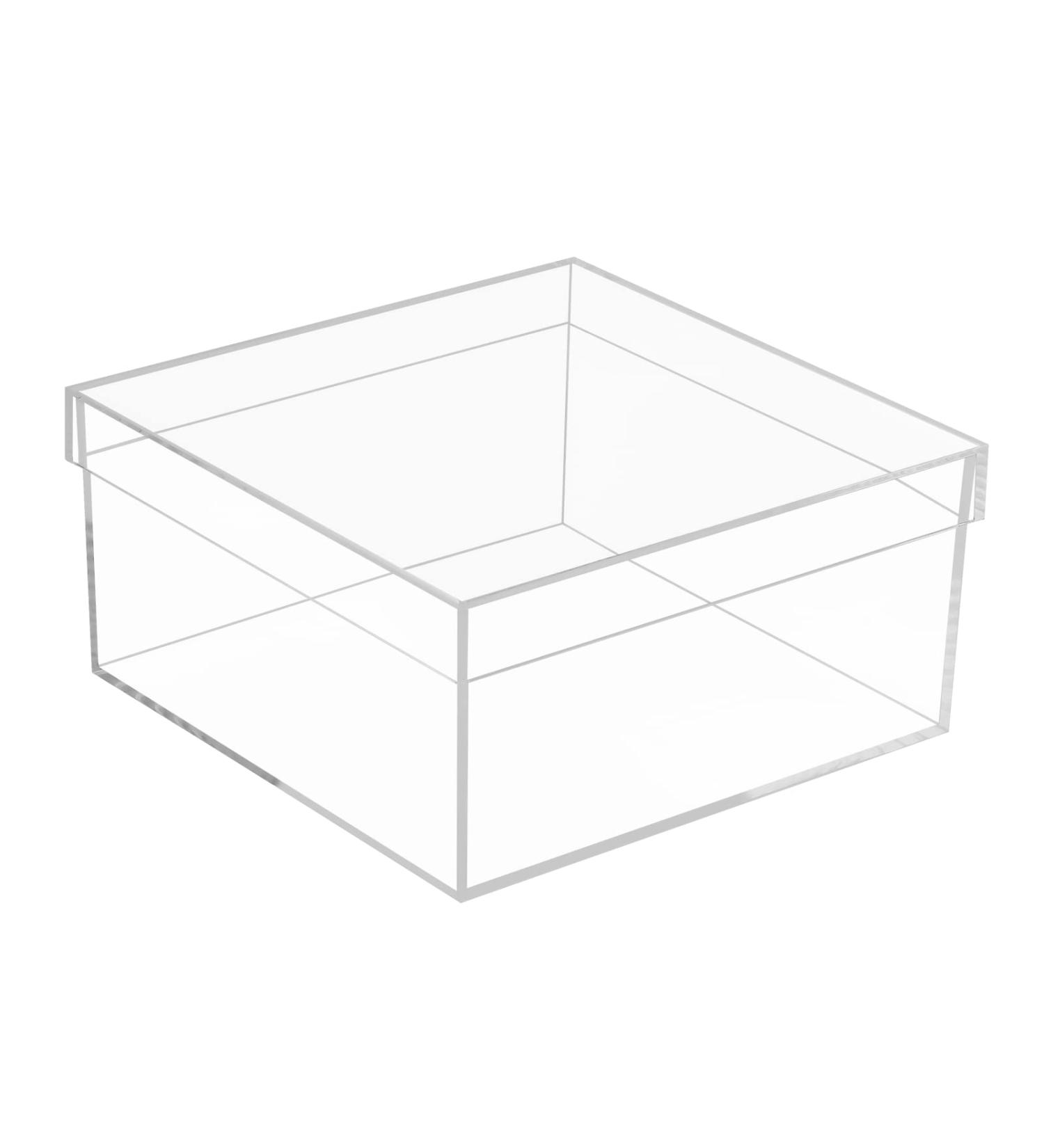 Clear Acrylic Square Cube Storage Box with Lid - 7.9x7.9x3.9 Inches for Jewelry, Coins, Crafts - Organizers for Home & Sewing Supplies - Buy Online on SooperMarket.com
