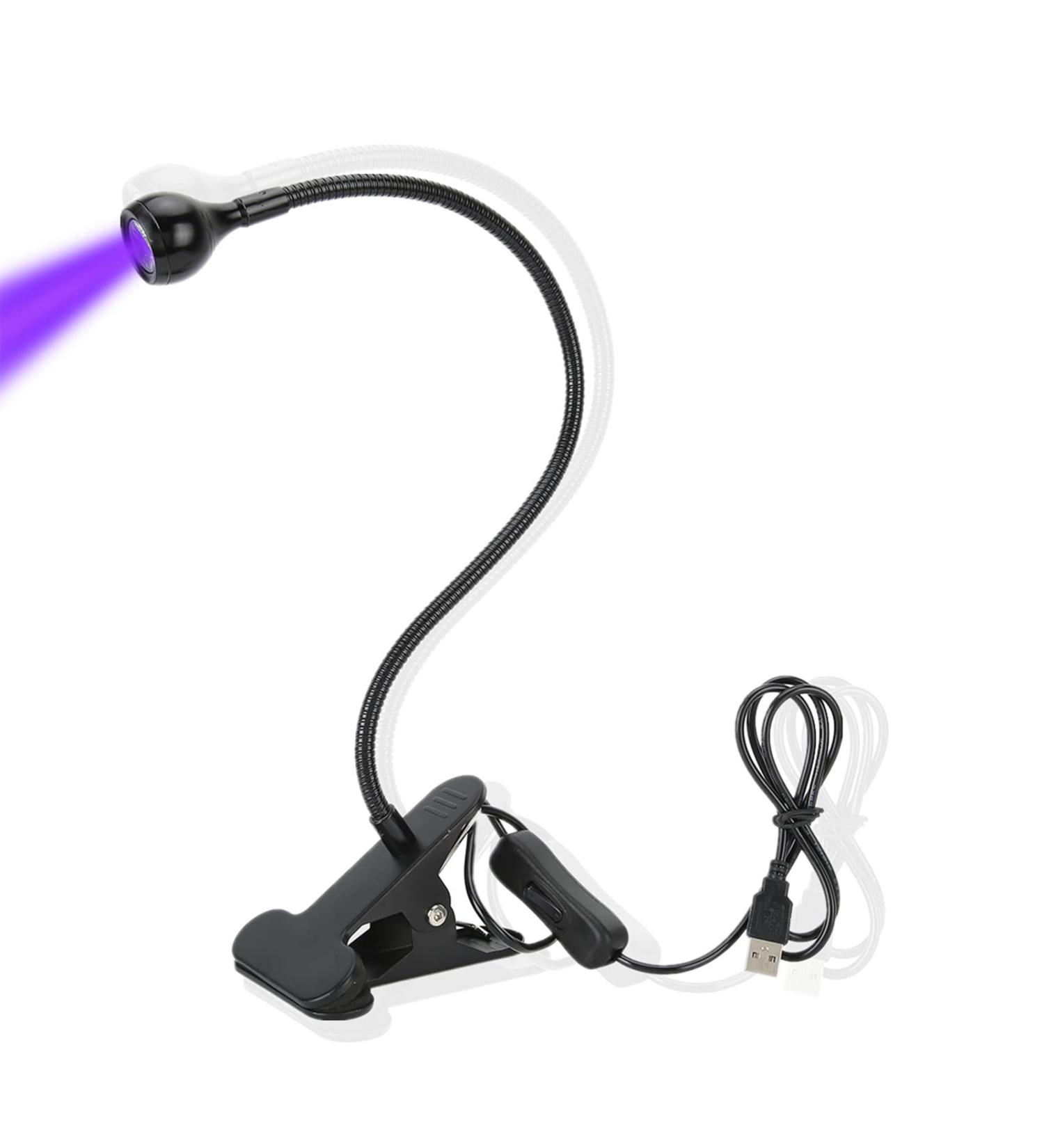 ASHATA UV Lamp 3W 5V 395nm with Gooseneck and Clamp - Multi USB Ultraviolet Light for Nail Curing, Phone Repair, Resin Curing & More - Buy Online on SooperMarket.com