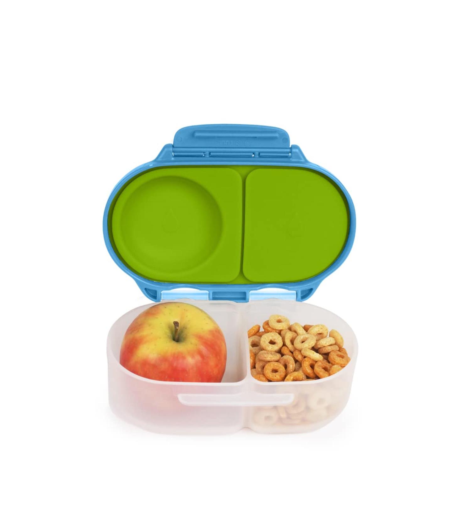 b.box Food Storage Container with Two Sealed Compartments | Reusable Snack Box for Kids | Silicone Material | Open/Close Clip | Ocean Breeze - Buy Online on SooperMarket.com