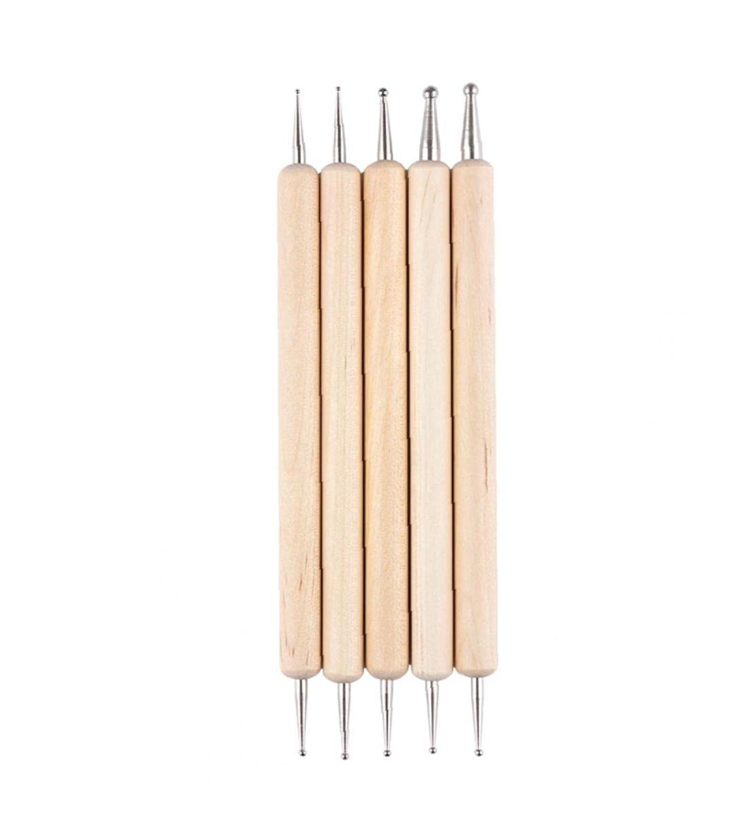 TOSSPER 5pcs 2-Way Wooden Dotting Pen Set | Marbleizing Tool & Nail Art Dotting Kit for Creative Designs - International Shipping Available - Buy Online on SooperMarket.com