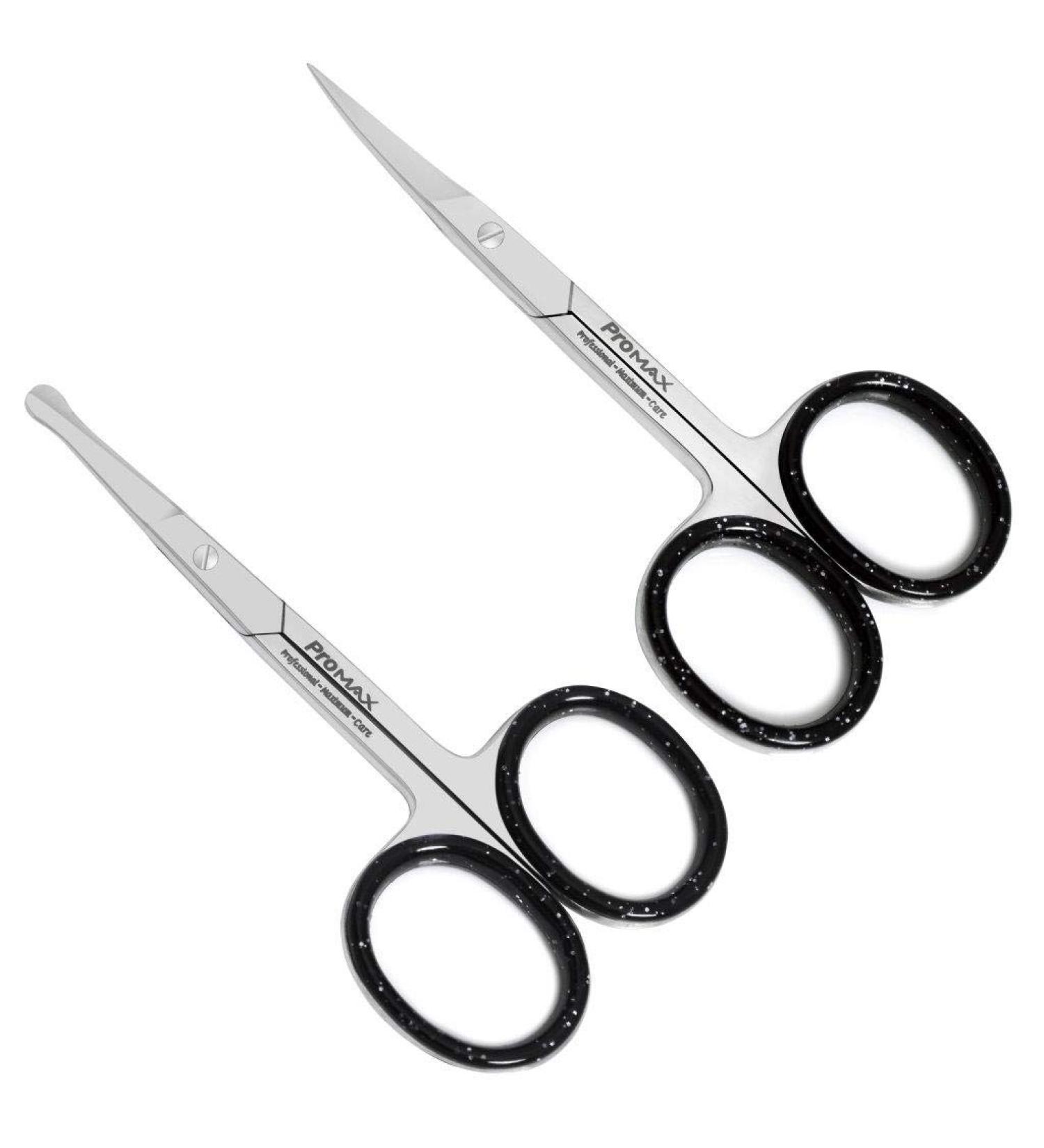 ProMax Facial Hair Scissors for Men - Curved & Rounded Blades, Trim Moustache, Nose Hair, Beard & More - 100% Stainless Steel - Buy Online on SooperMarket.com