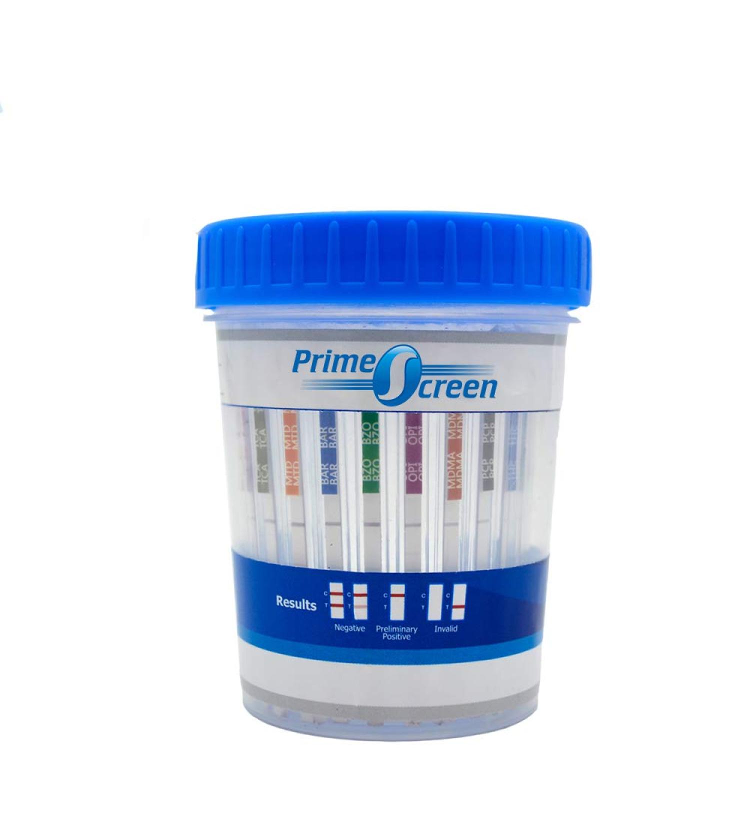 Prime Screen 12-Panel Drug Test Compact Cup - AMP, BAR, BUP, BZO, COC, mAMP/MET, MDMA, MOP/OPI, MTD, OXY, PCP, THC - 1 Pack - Buy Online on SooperMarket.com