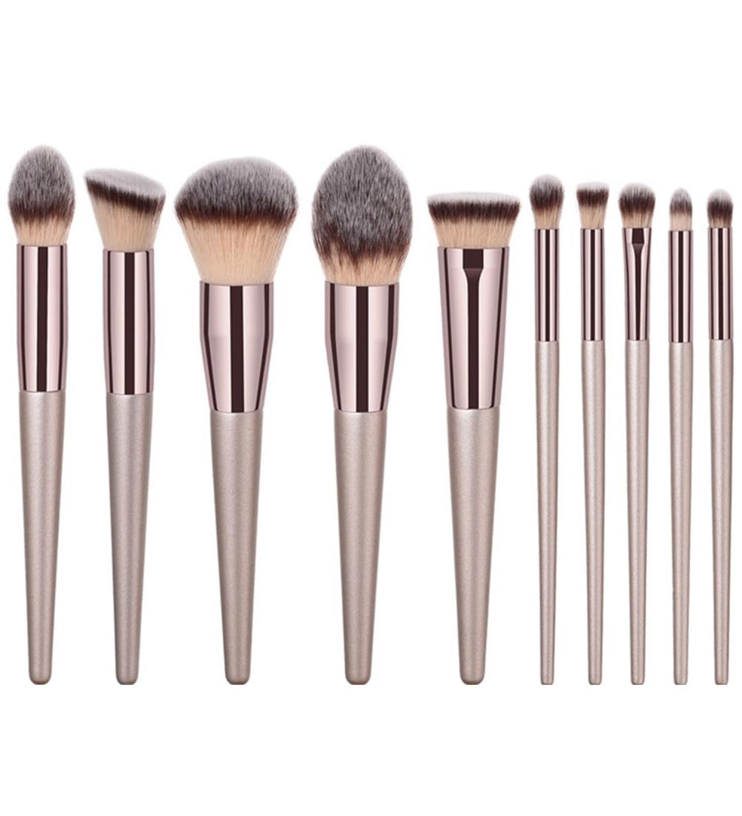 LAXED 10Piece Makeup Brushes Champagne Gold Foundation Brushes Eye Shadow Brushes - Buy Online on SooperMarket.com