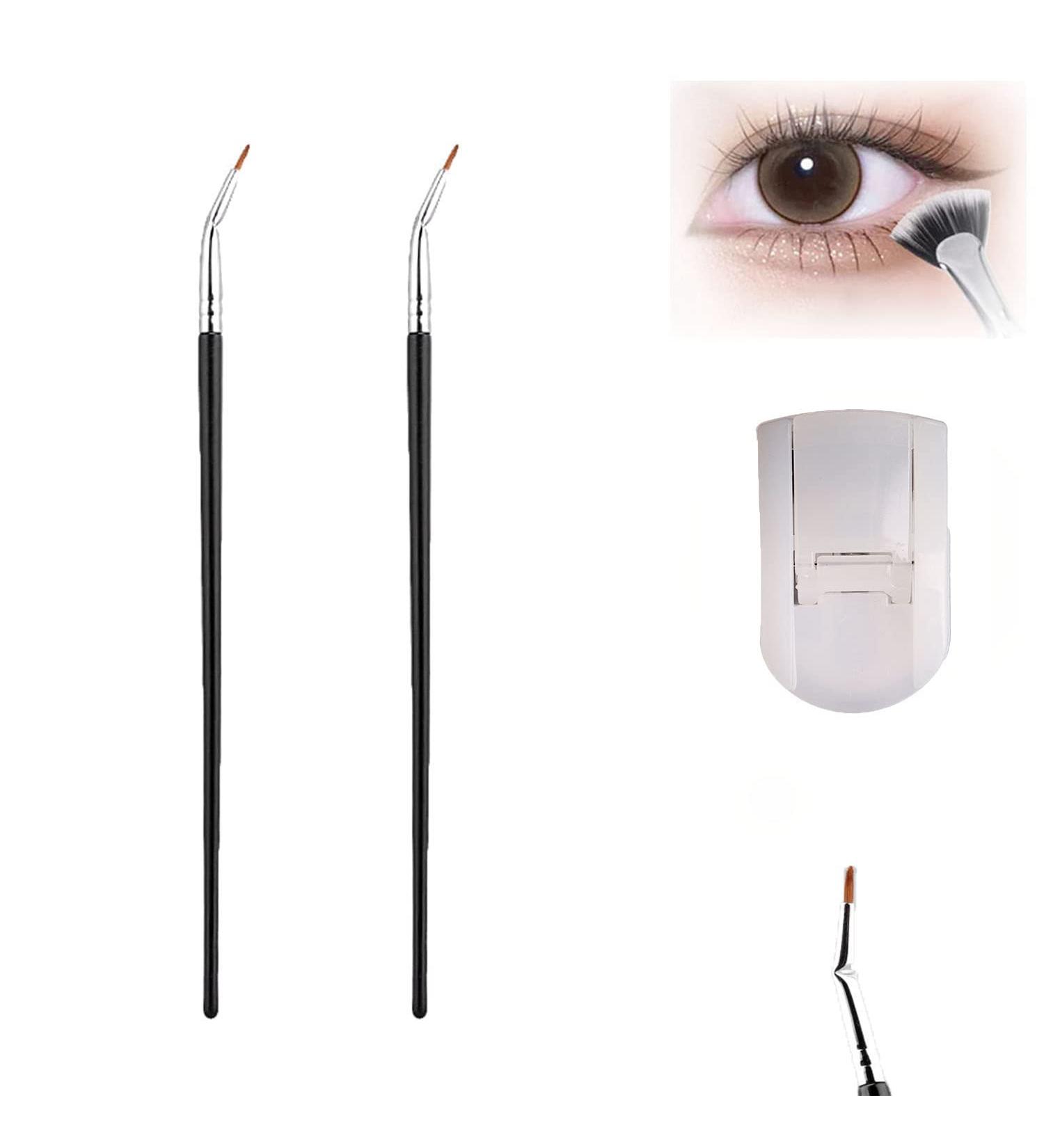 Angled Fan Shaped Eyelash Brush Eyelash Comb Separator Eyelash Comb Brush Mascara Fan Brush for Lashes Portable Folding Cosmetic Brushes Eyelash Separator Bent Applicators (2pcs Eyeliner Brush) - Buy Online on SooperMarket.com