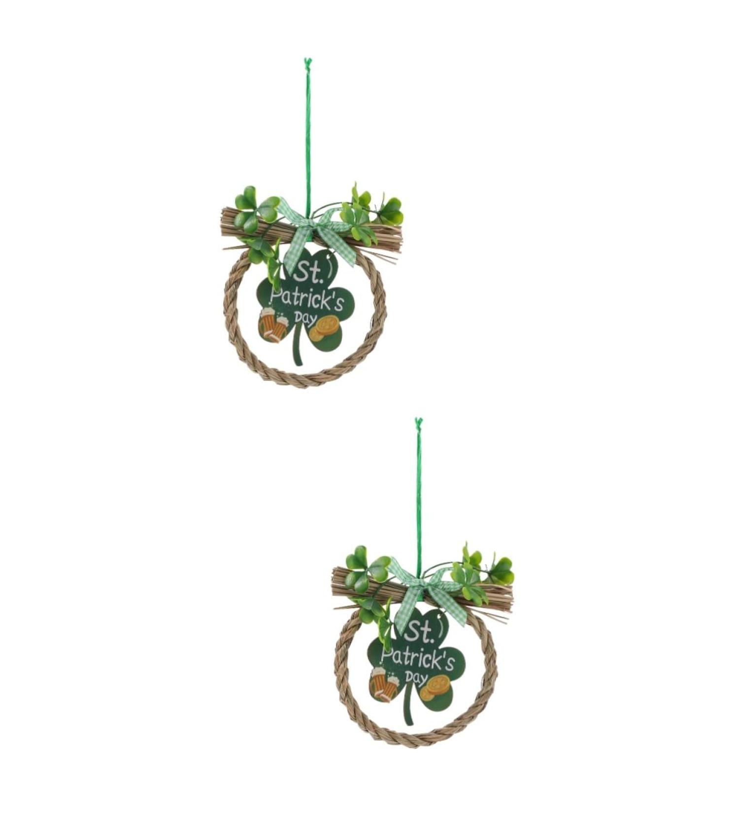 Abaodam 2pcs Shamrock Wooden Sign Hanging Front Door Wreaths Irish Party Wood St. Patrick's Day Pendants - Buy Online on SooperMarket.com