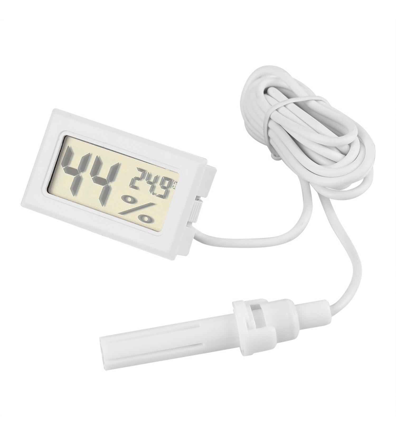 ASHATA Digital Hygrometer 2-in-1 LCD Display Thermometer Hygrometer with External Probe for Reptile Mini Digital Electronic Temperature Hygrometer(White) - Buy Online on SooperMarket.com