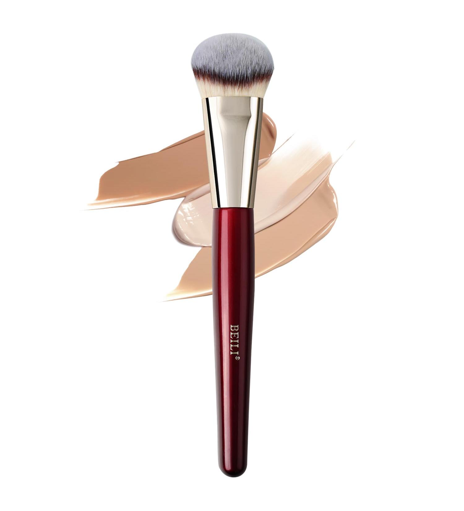 BEILI Foundation brush make-up brush angled foundation brush contour brush professional brushes for blending liquid cream powder polishing dotting (Red) - Buy Online on SooperMarket.com