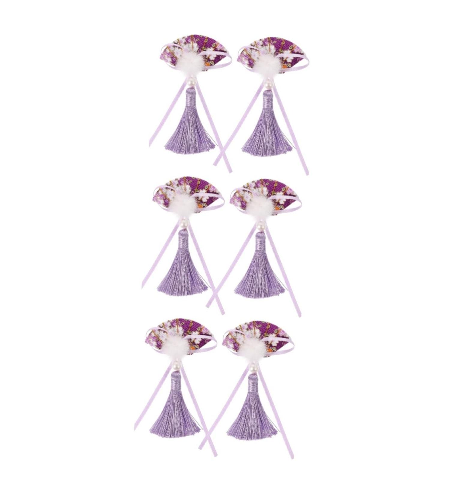minkissy 3 Pairs Scalloped Tassel Hair Clip Toddler Hairpin Japanese-style Fabric Purple - Buy Online on SooperMarket.com