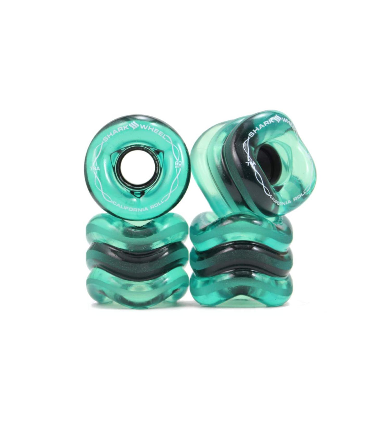 Shark Wheel 60mm 78a DNA Formula Deck Cruising Wheels for Beginners & Adults - California Roll (Pack of 4) Transparent Emerald - Buy Online on SooperMarket.com
