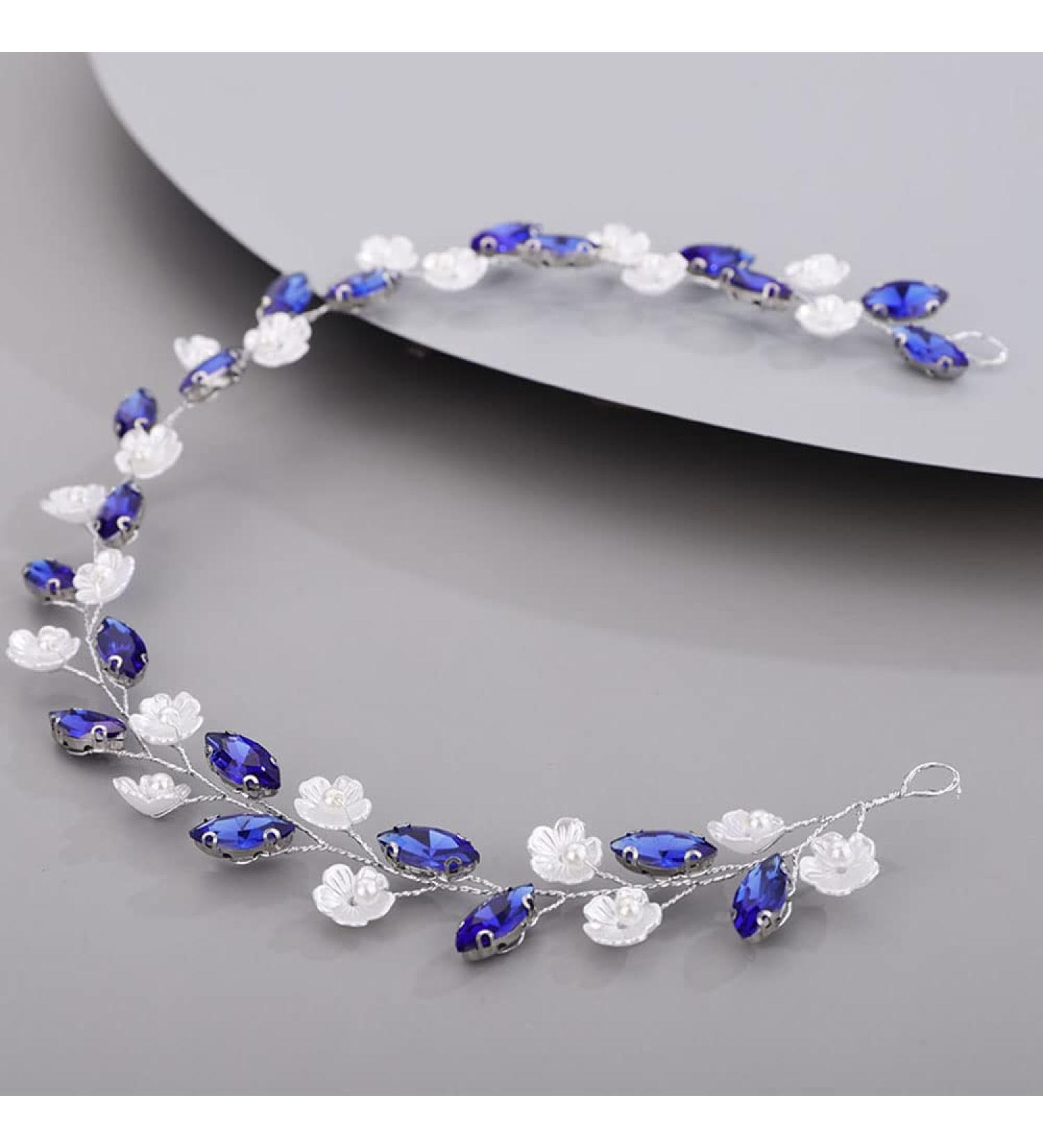 Chargances Blue Crystal Rhinestone Headband - Bridal Prom Hair Accessory for Women & Girls - Buy Online on SooperMarket.com