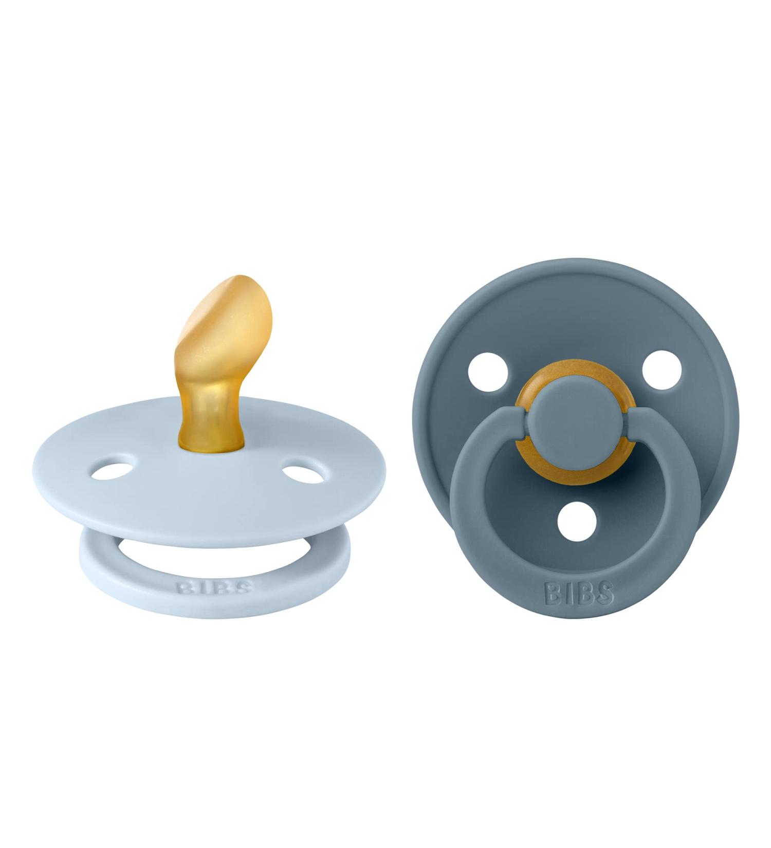 BIBS Pacifiers Set of 2 - Baby Blue/Petrol | BPA-Free Natural Rubber | Made in Denmark | 0-6 Months | Anatomical Nipple | Pack of 2 - Buy Online on SooperMarket.com