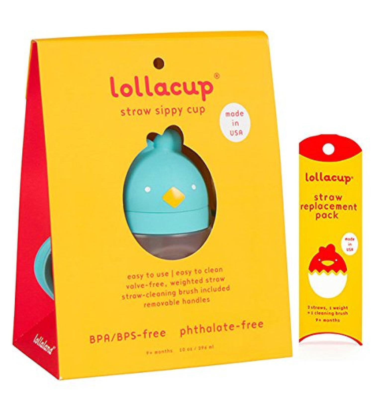 Made in USA Lollaland Weighted Straw Sippy Cup - Infant & Toddler Transition Cup | Shark Tank Product | Lollacup (Turquoise) with Straw Replacement Pack - Buy Online on SooperMarket.com