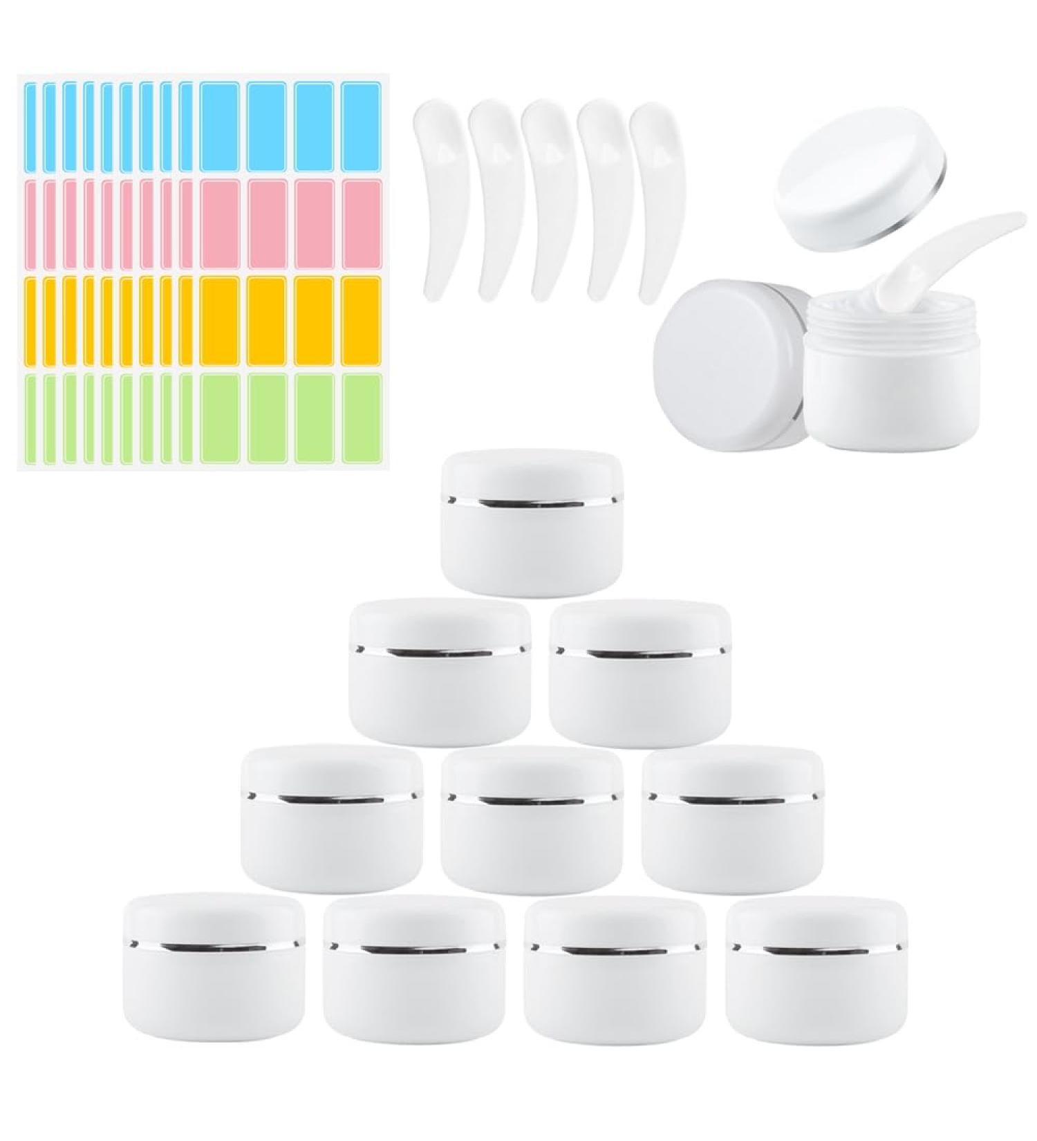 Zasiene Travel Cream Jar 12 Pieces 50 ml Travel Cream Jar Container 50 ml Container for Cream Empty Cream to Fill with Spatula and Label - Buy Online on SooperMarket.com