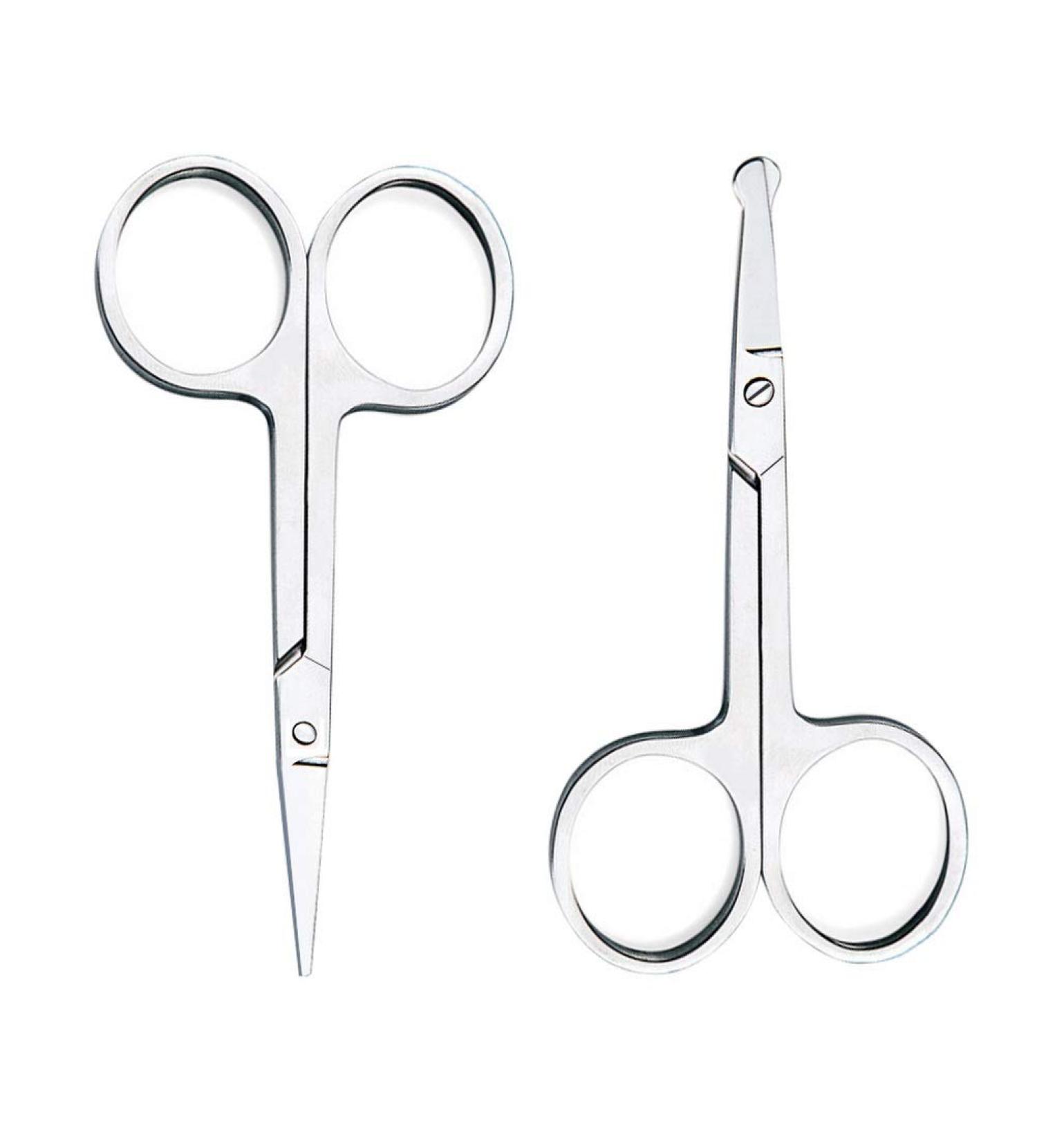 Nuosen 2 Pcs Stainless Steel Facial Hair Scissors Set for Men and Women - Nose, Beard, Moustache, Eyelash, and Eyebrow Trimmer - Buy Online on SooperMarket.com